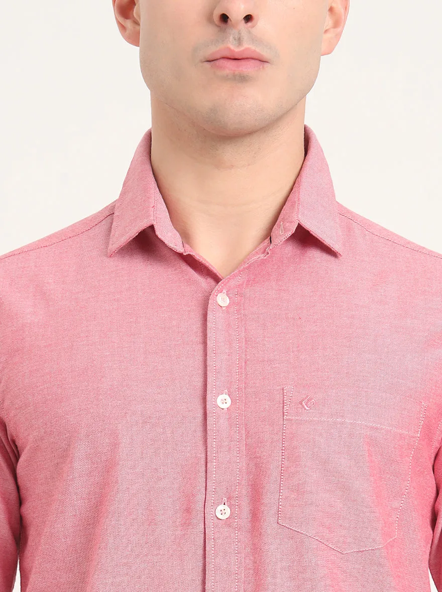 Red Solid Slim Fit Casual Shirt | Greenfibre