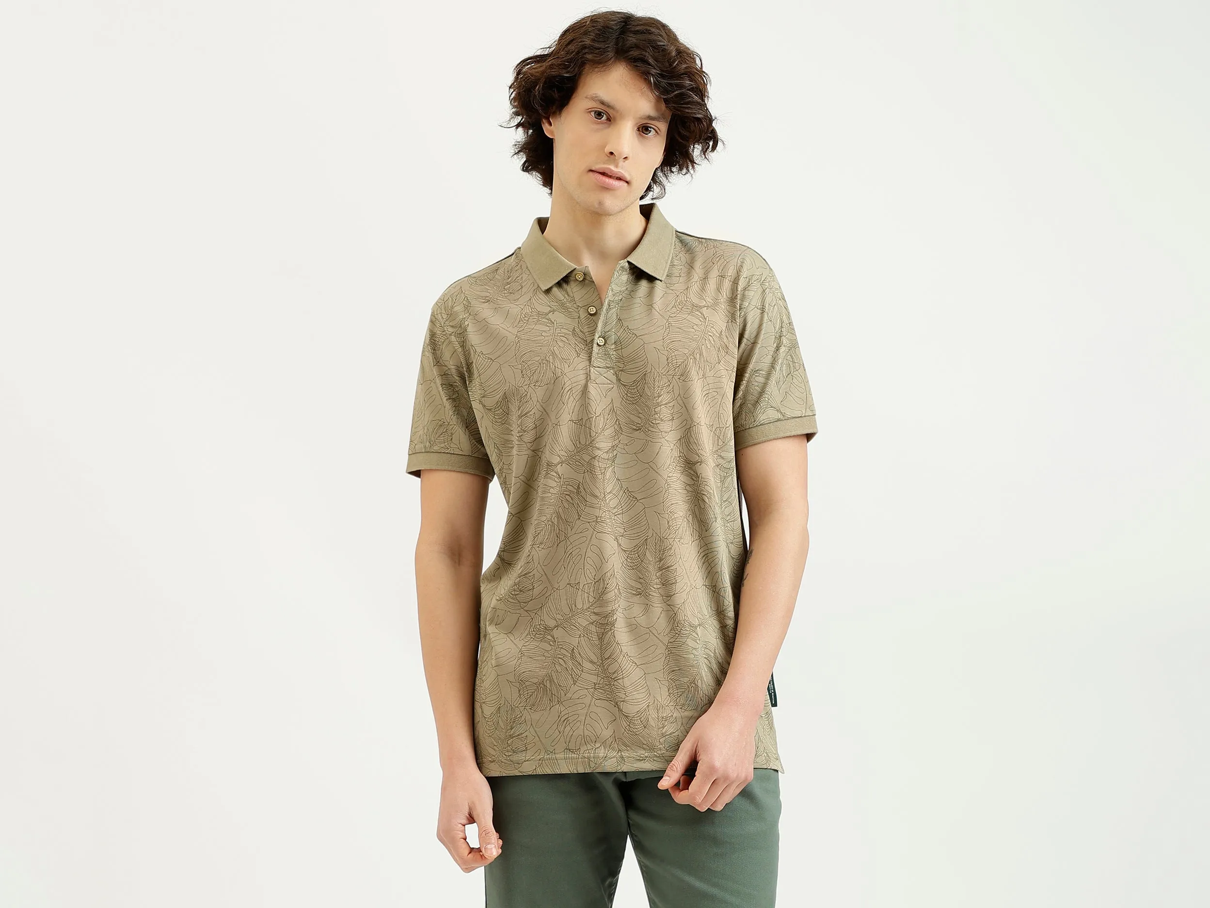 Regular Fit Polo Neck Printed T-Shirt