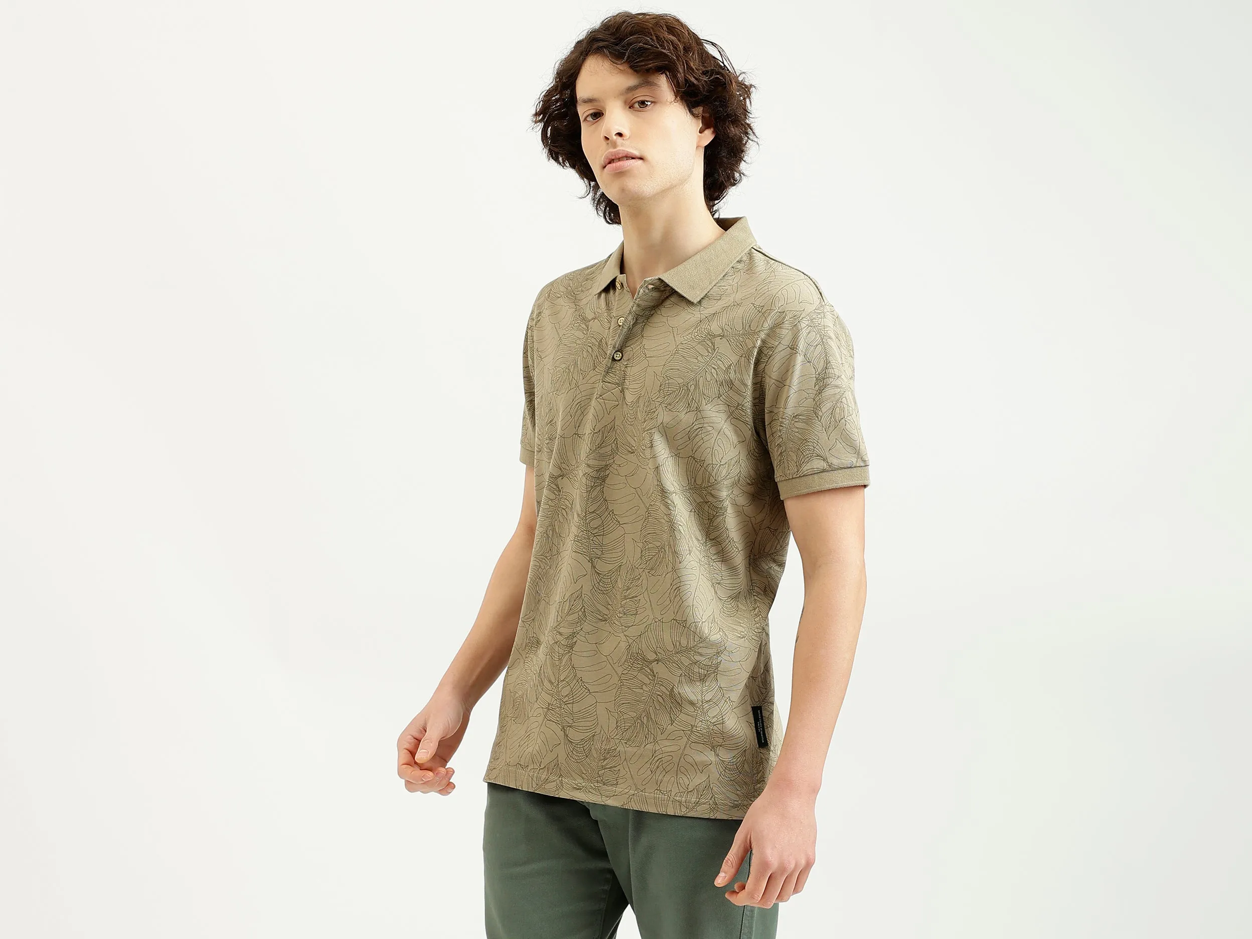 Regular Fit Polo Neck Printed T-Shirt