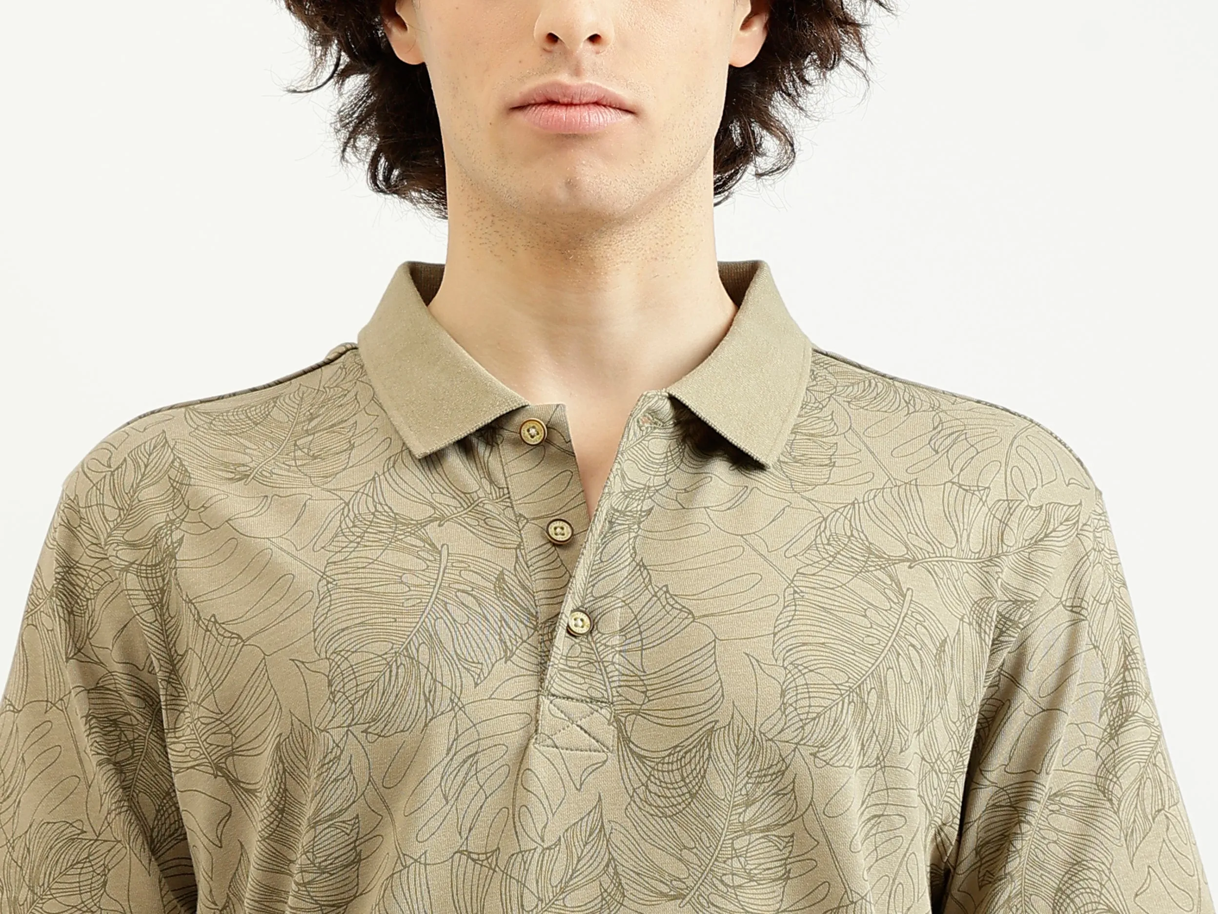 Regular Fit Polo Neck Printed T-Shirt