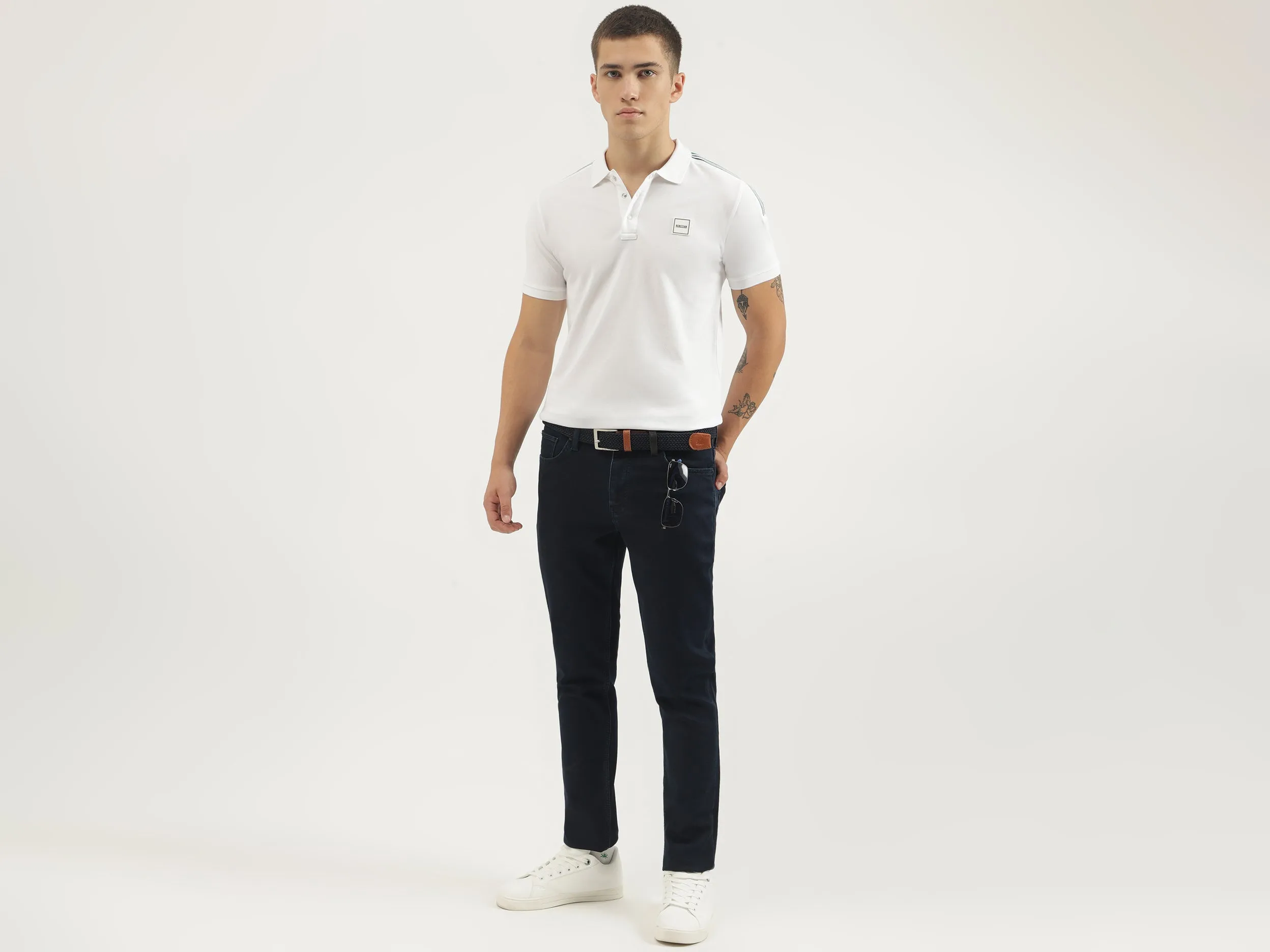 Regular Fit Polo Neck Solid T-shirts
