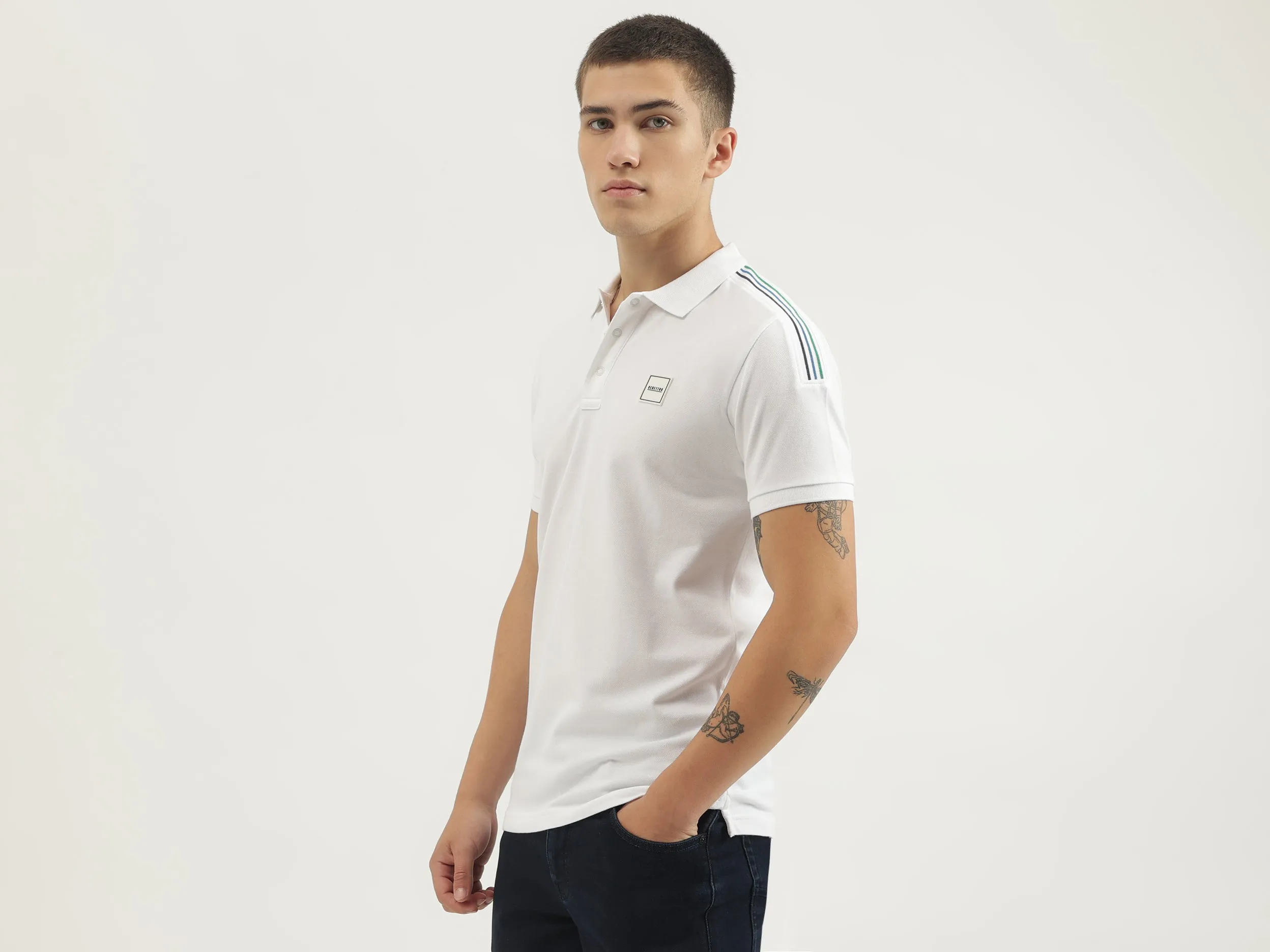 Regular Fit Polo Neck Solid T-shirts