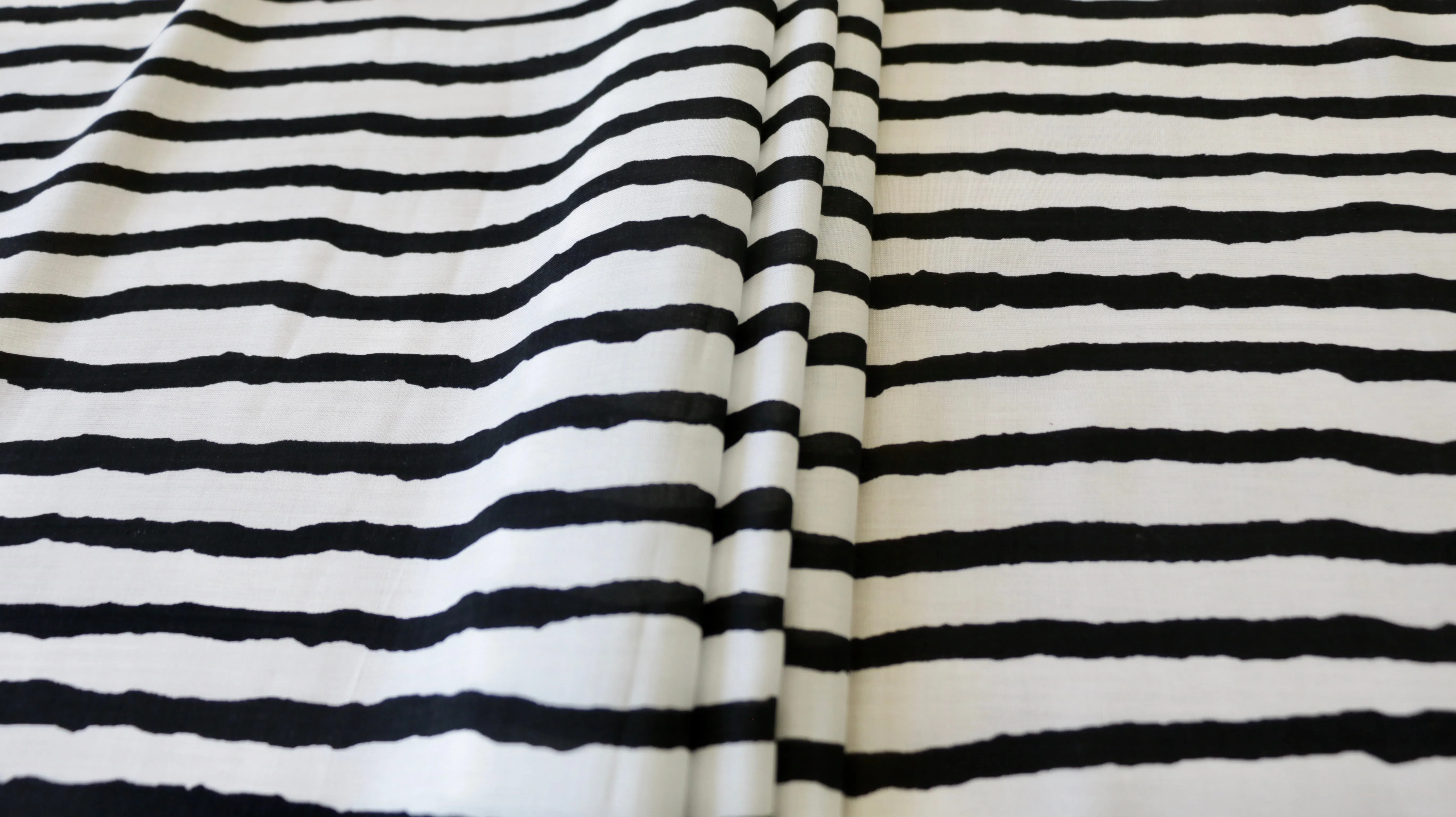 REMNANT  0.55m x 1.50m - VISCOSE LAWN FABRIC - Stripe design