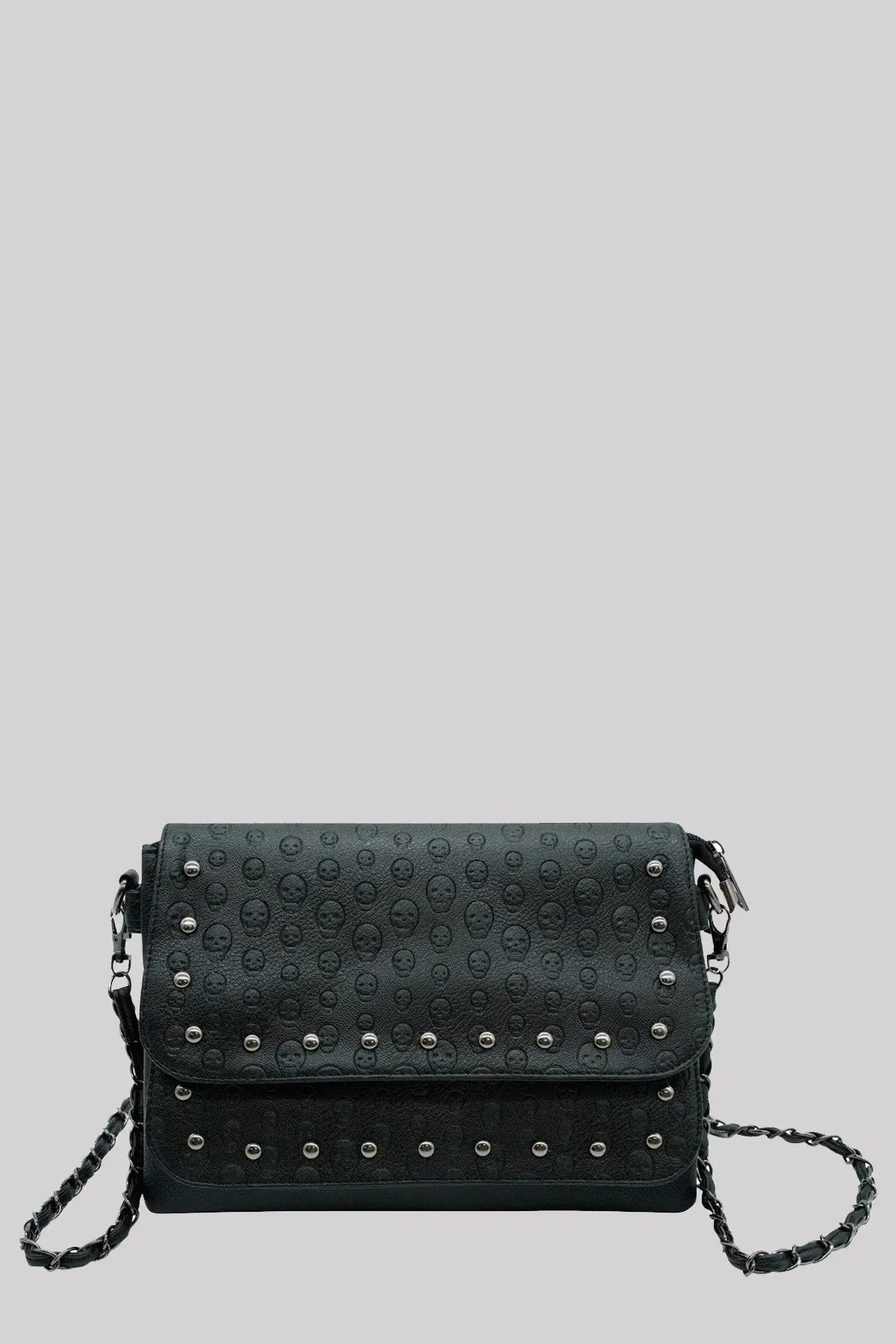 Ro Rox Studded Skull PU Crossbody Bag