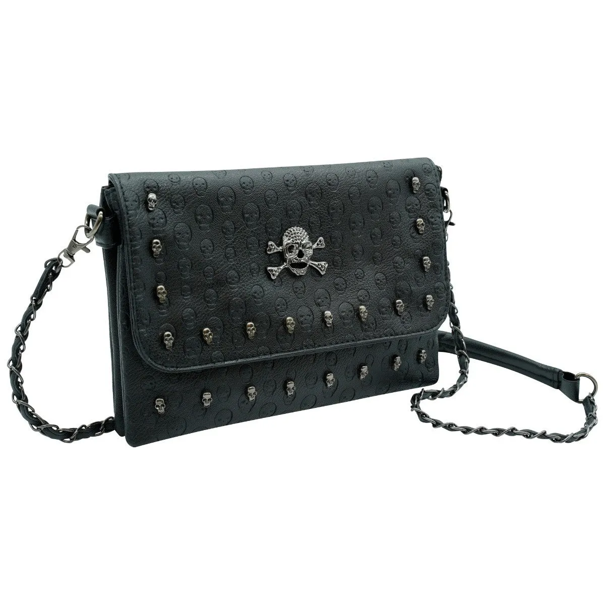 Ro Rox Studded Skull PU Crossbody Bag