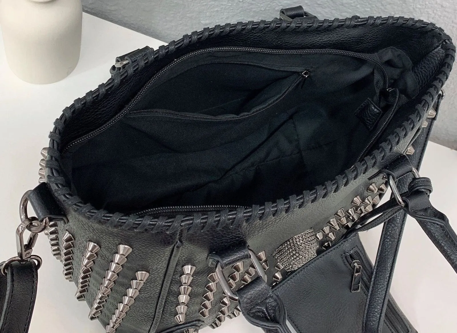 Ro Rox Wren Skull Faux Leather Messenger Bag
