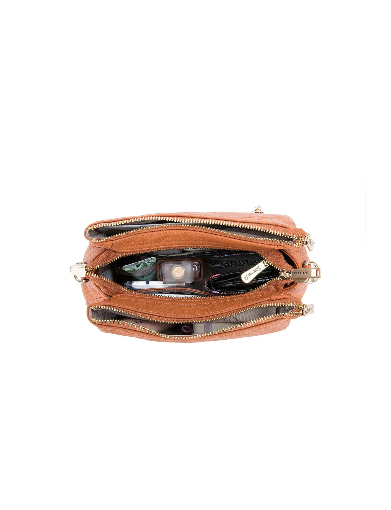 ROSIE 3 COMPARTMENT LEATHER XBODY BAG- E1-8285A-APR