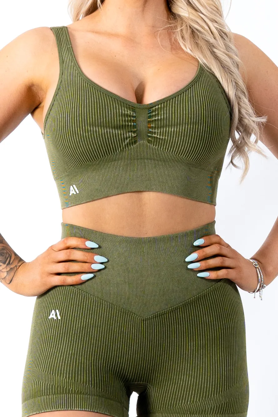 Ruby Rib Thick Strap Sports Bra Green