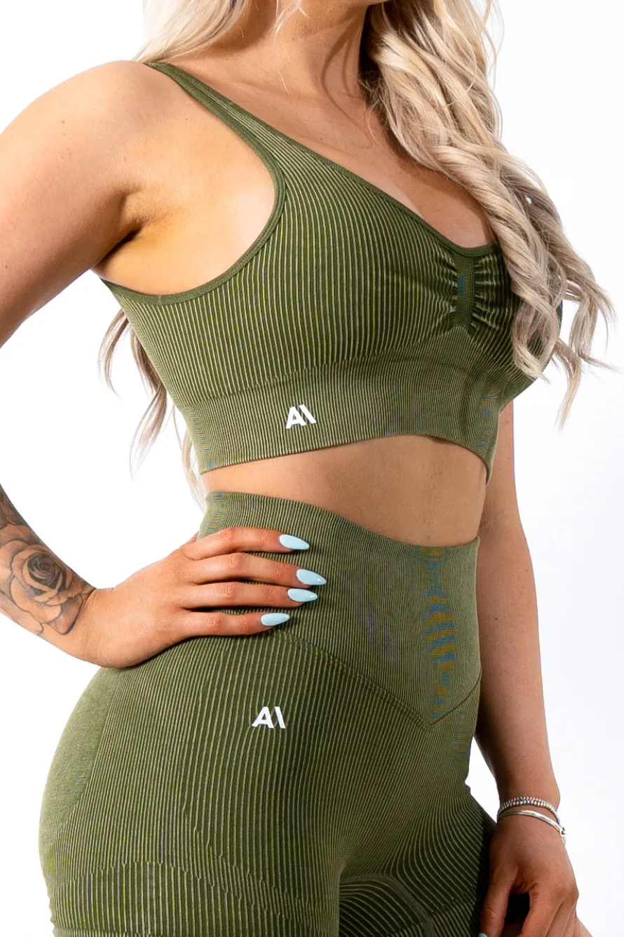 Ruby Rib Thick Strap Sports Bra Green