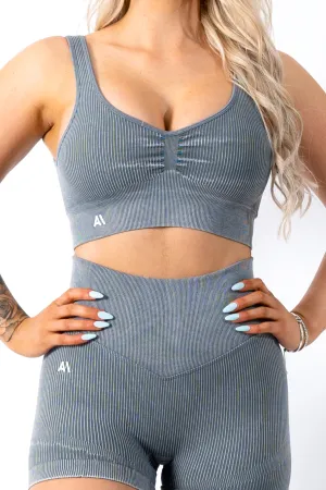 Ruby Rib Thick Strap Sports Bra Grey