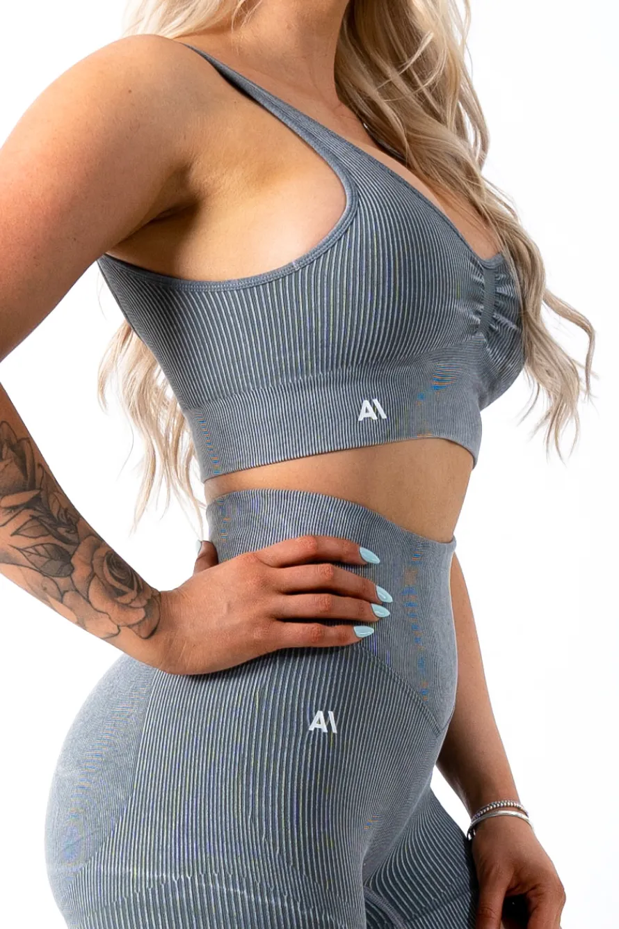Ruby Rib Thick Strap Sports Bra Grey