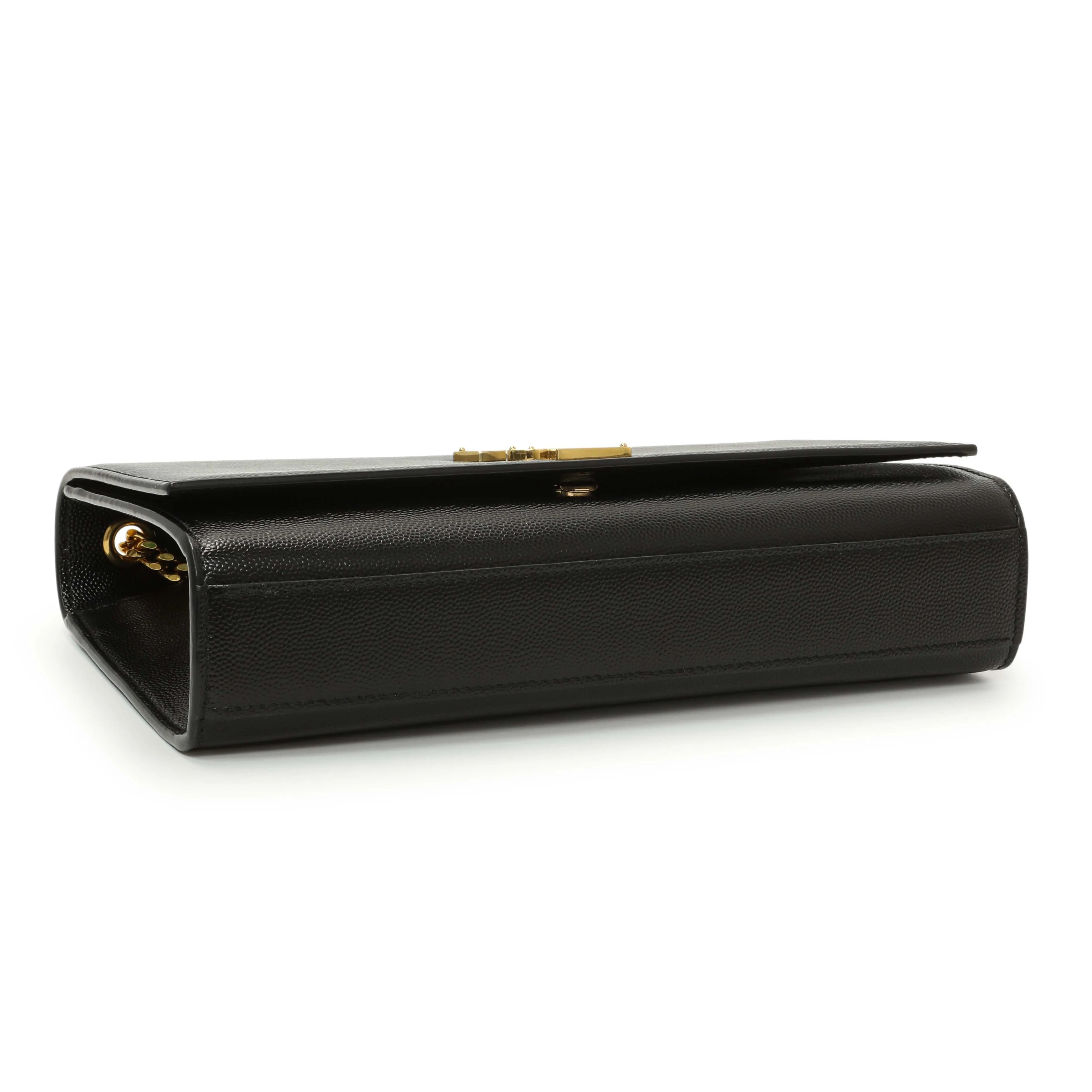 Saint Laurent Black Grain De Poudre Medium Monogram Kate Satchel