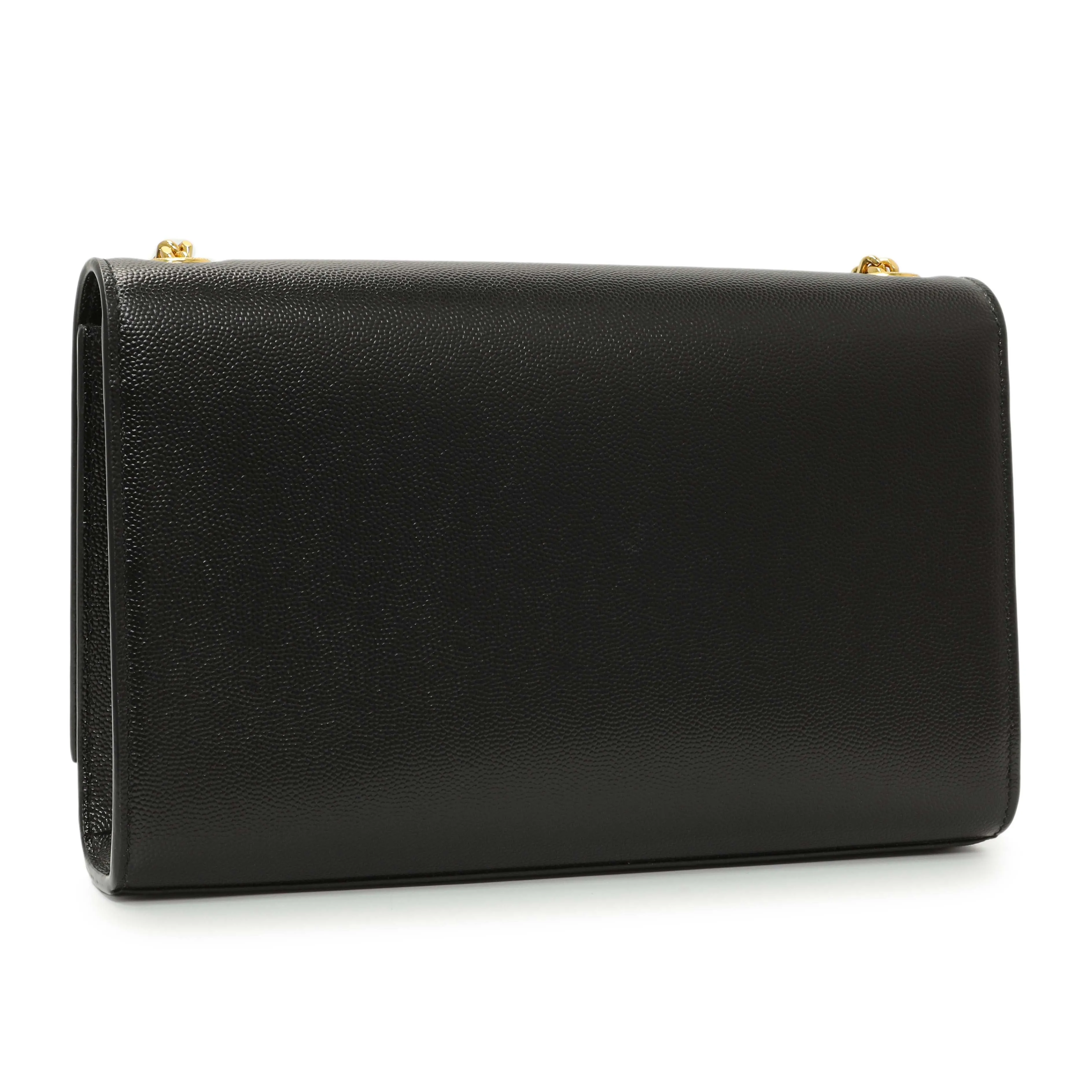 Saint Laurent Black Grain De Poudre Medium Monogram Kate Satchel