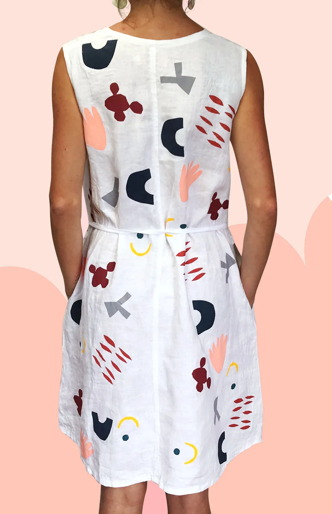 SALE Chop Cut Play Screen Printed 100% linen dress