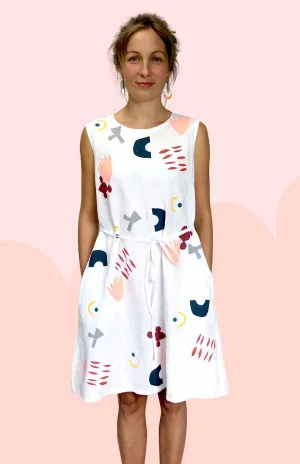 SALE Chop Cut Play Screen Printed 100% linen dress