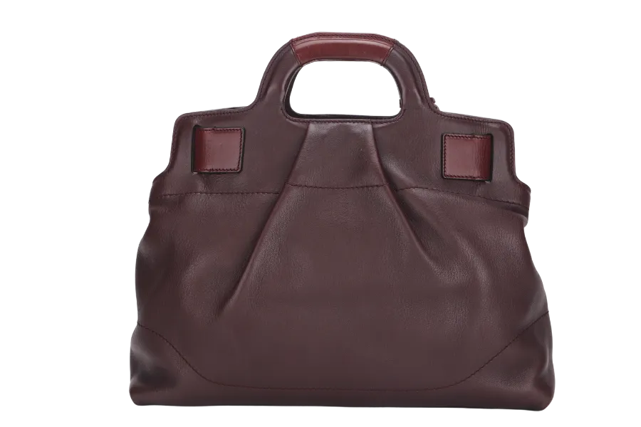 SALVATORE FERRAGAMO 2 WAY USE BAG (AB-21-C537) PURPLE LEATHER GOLD HARDWARE WITH STRAP & DUST COVER