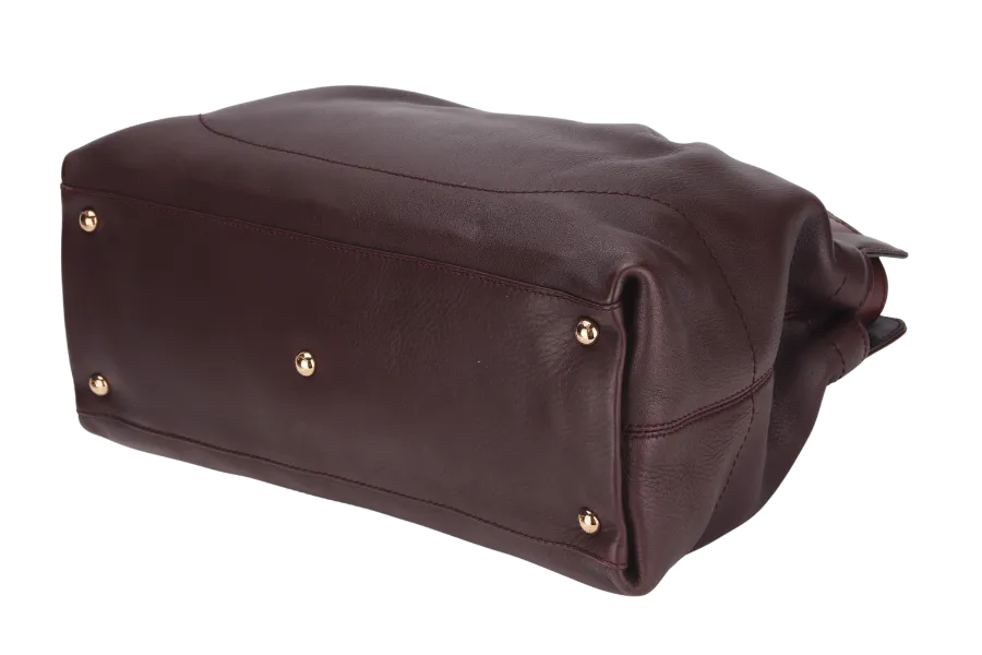 SALVATORE FERRAGAMO 2 WAY USE BAG (AB-21-C537) PURPLE LEATHER GOLD HARDWARE WITH STRAP & DUST COVER