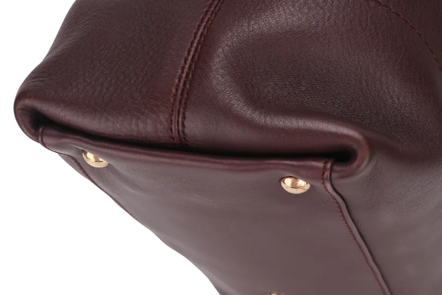 SALVATORE FERRAGAMO 2 WAY USE BAG (AB-21-C537) PURPLE LEATHER GOLD HARDWARE WITH STRAP & DUST COVER