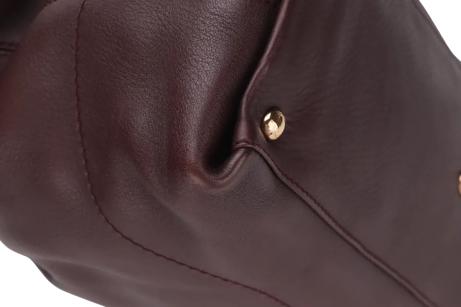 SALVATORE FERRAGAMO 2 WAY USE BAG (AB-21-C537) PURPLE LEATHER GOLD HARDWARE WITH STRAP & DUST COVER