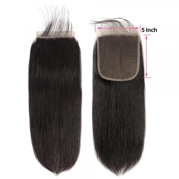 Sdamey Brazilian Straight Human Hair 5X5 Lace Closure