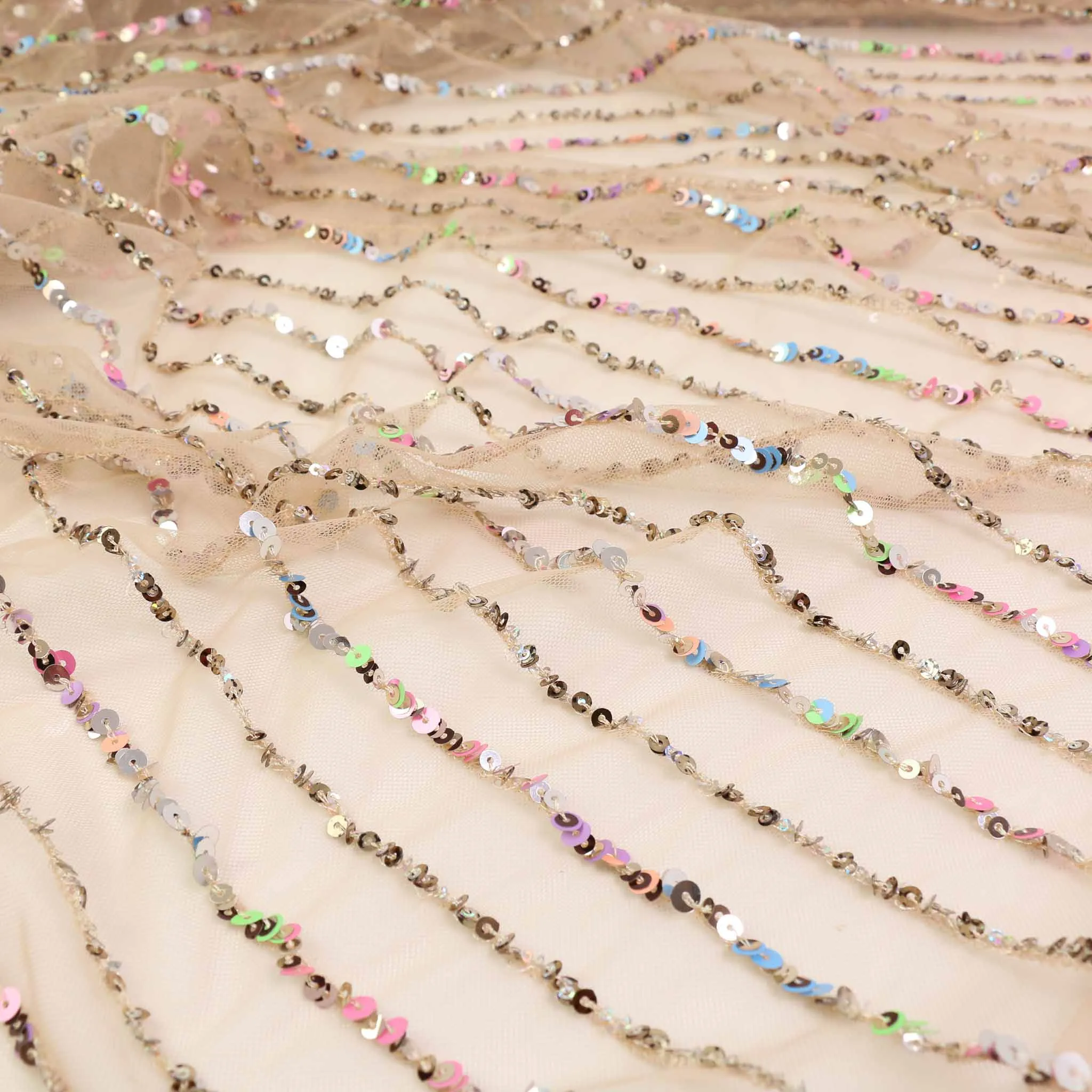 Sequin Fabric - Black, Champagne
