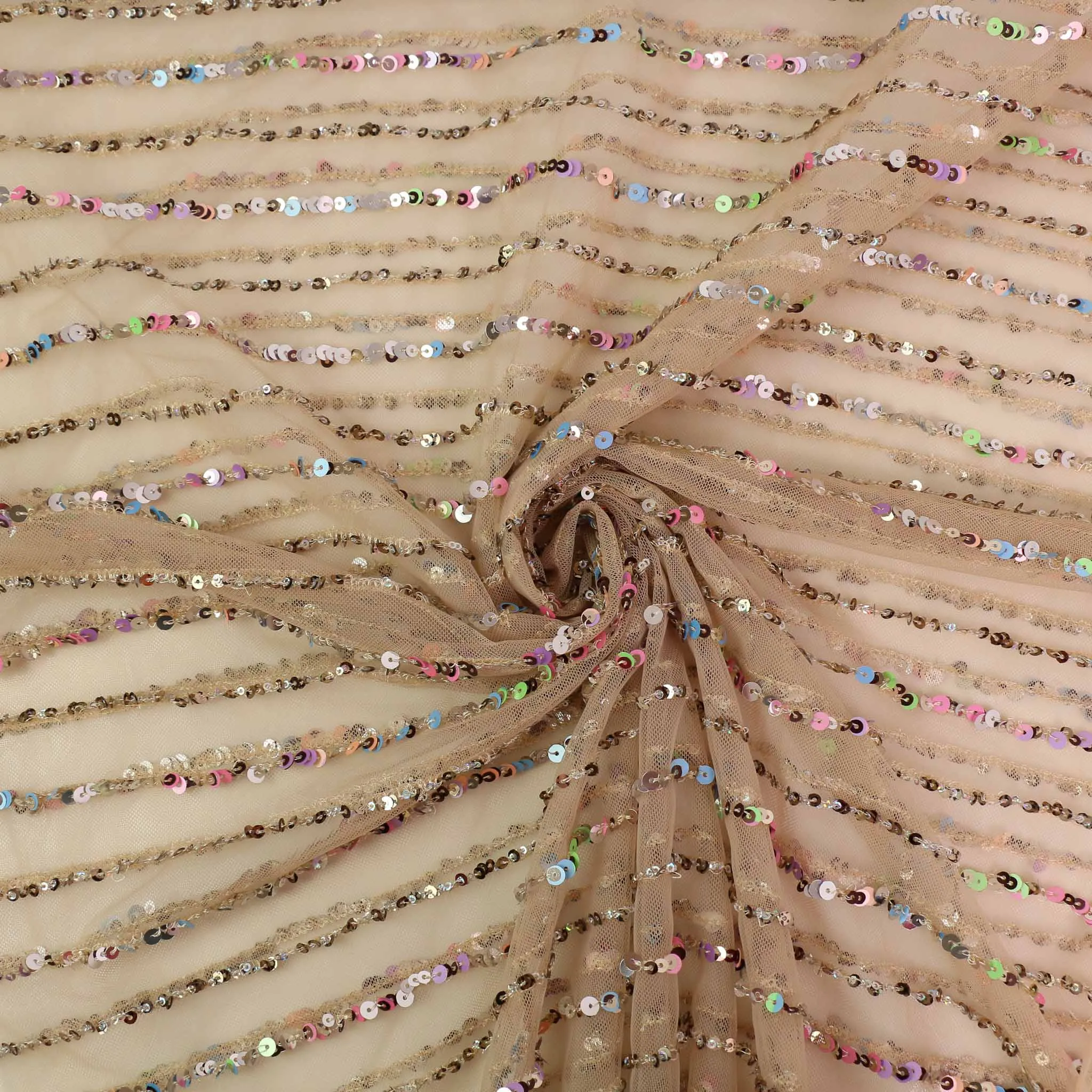 Sequin Fabric - Black, Champagne
