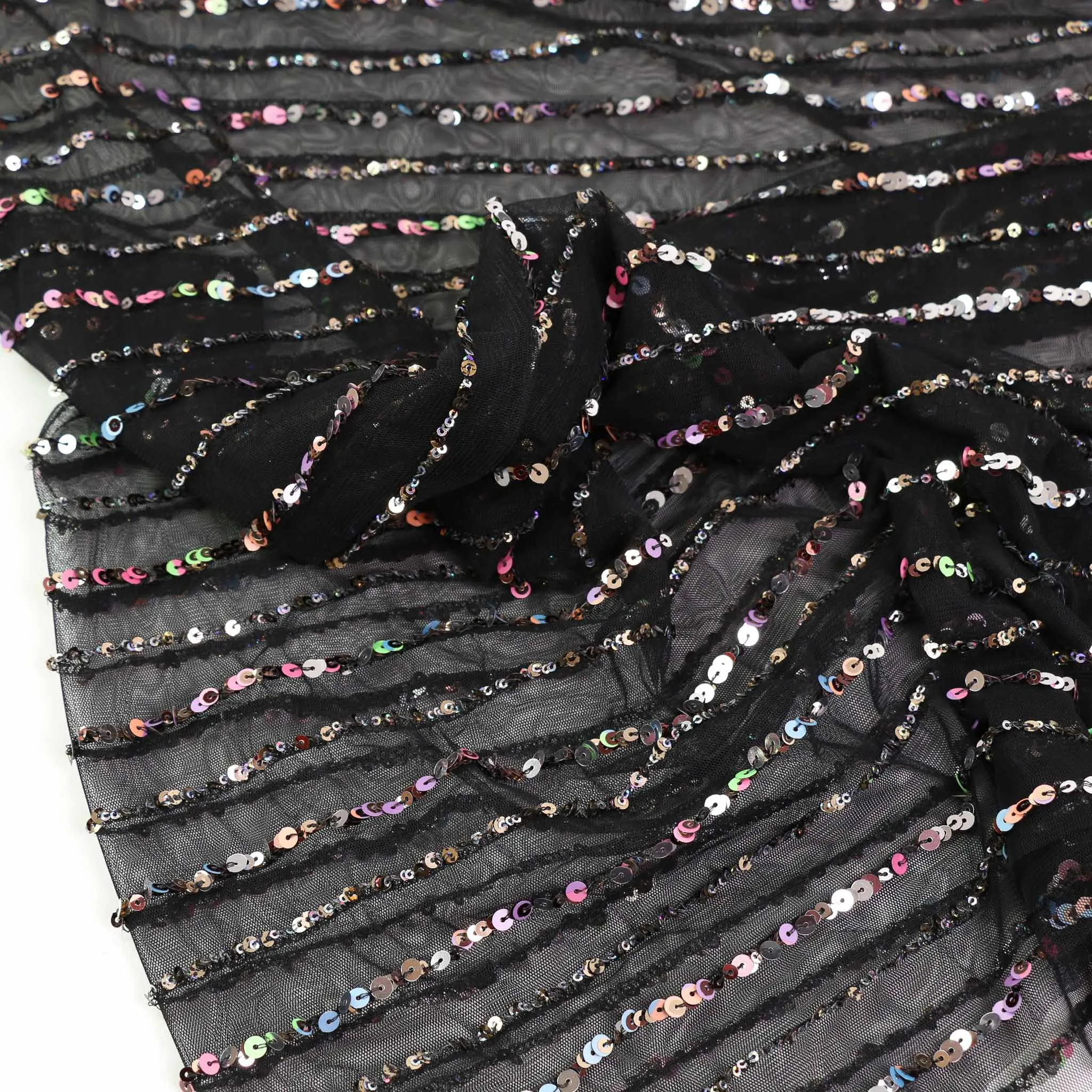 Sequin Fabric - Black, Champagne