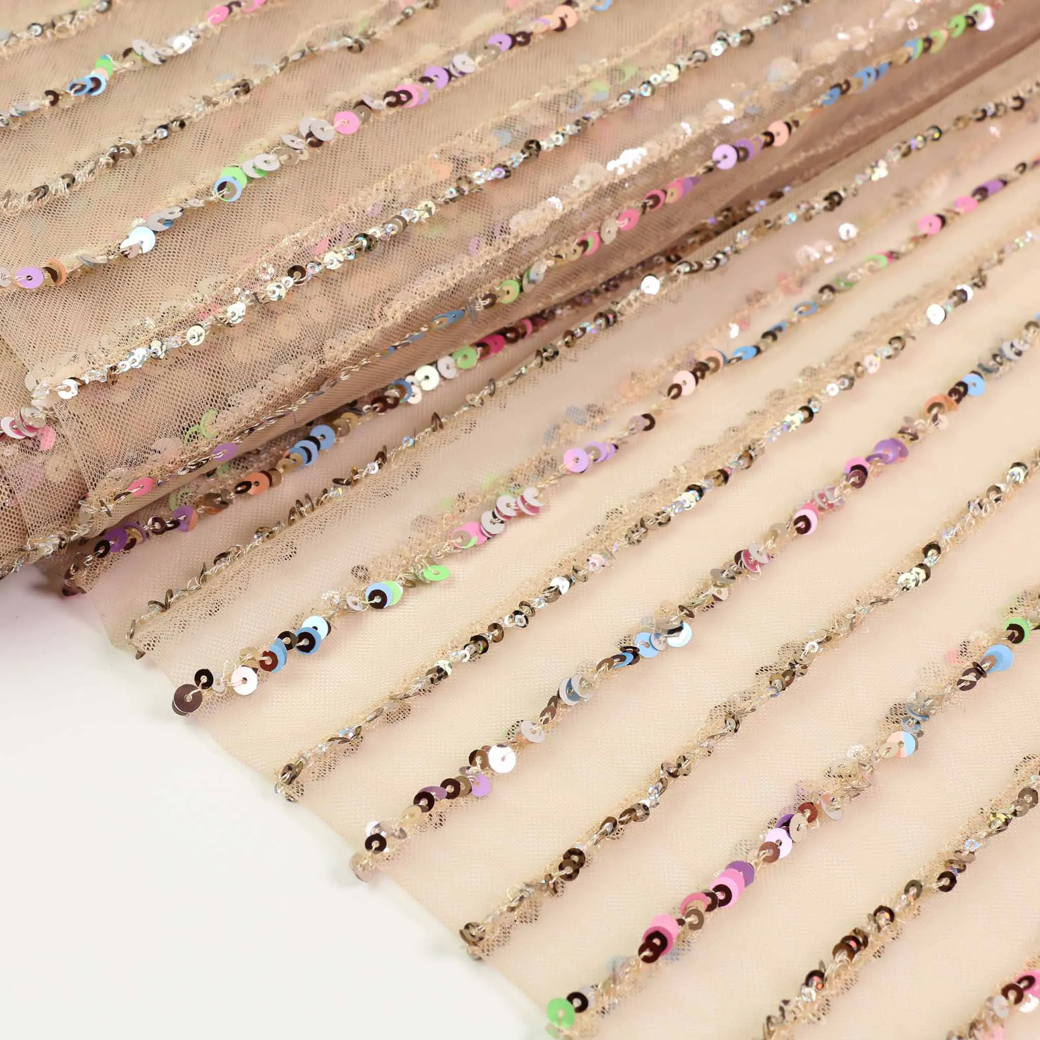 Sequin Fabric - Black, Champagne