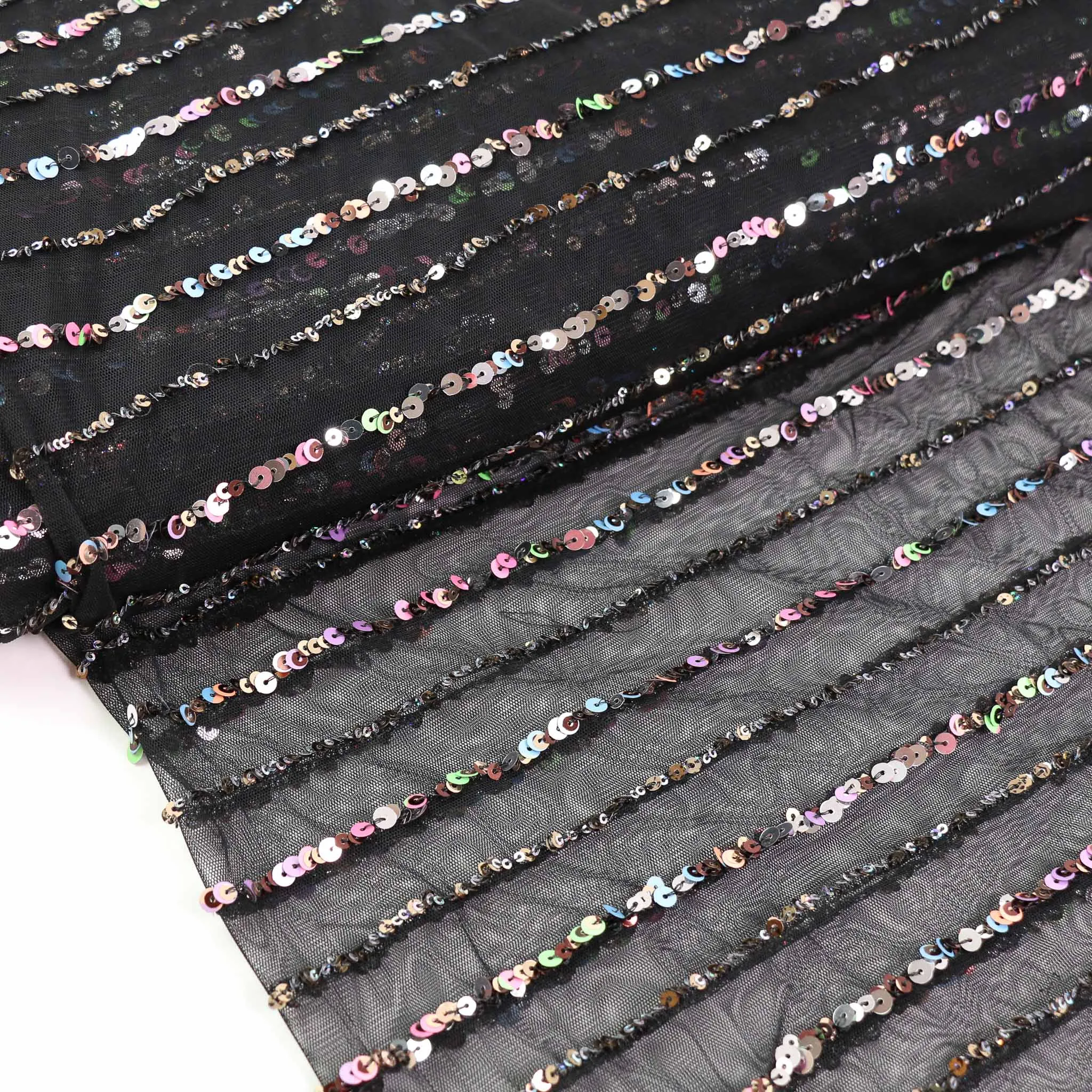 Sequin Fabric - Black, Champagne