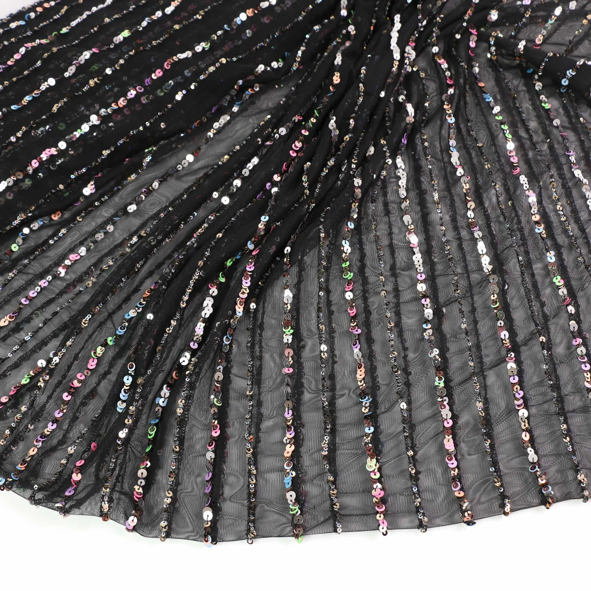 Sequin Fabric - Black, Champagne