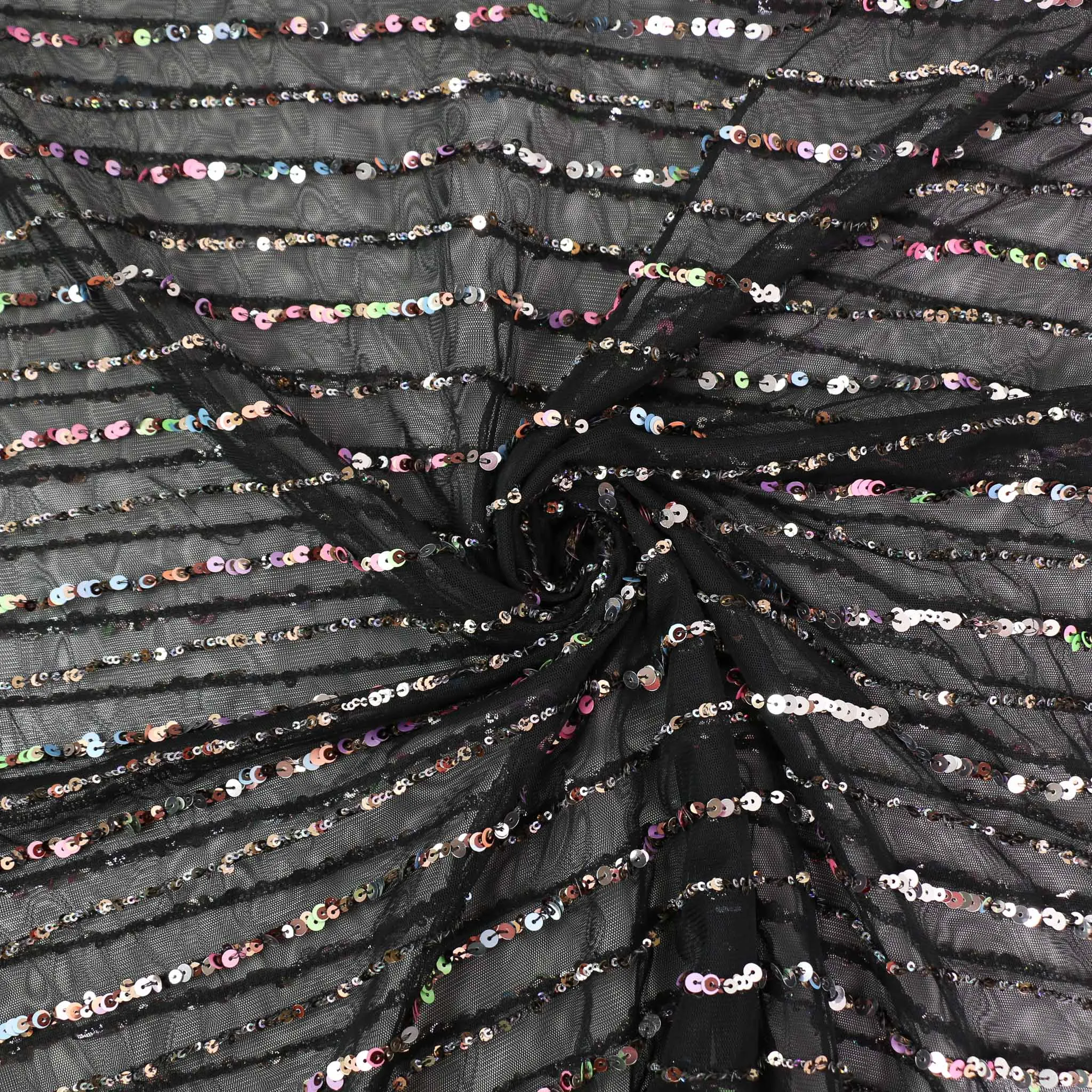 Sequin Fabric - Black, Champagne