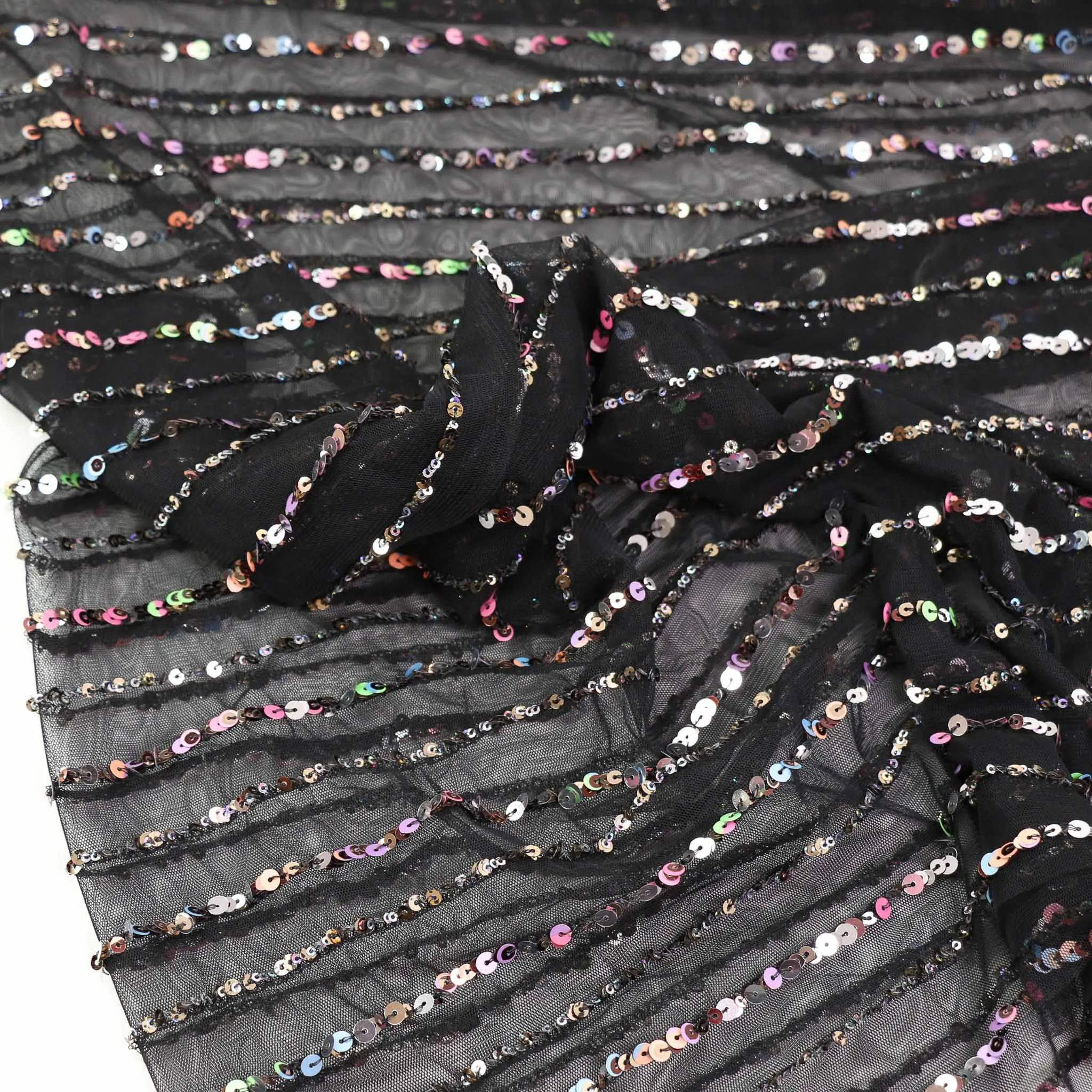 Sequin Fabric - Black, Champagne