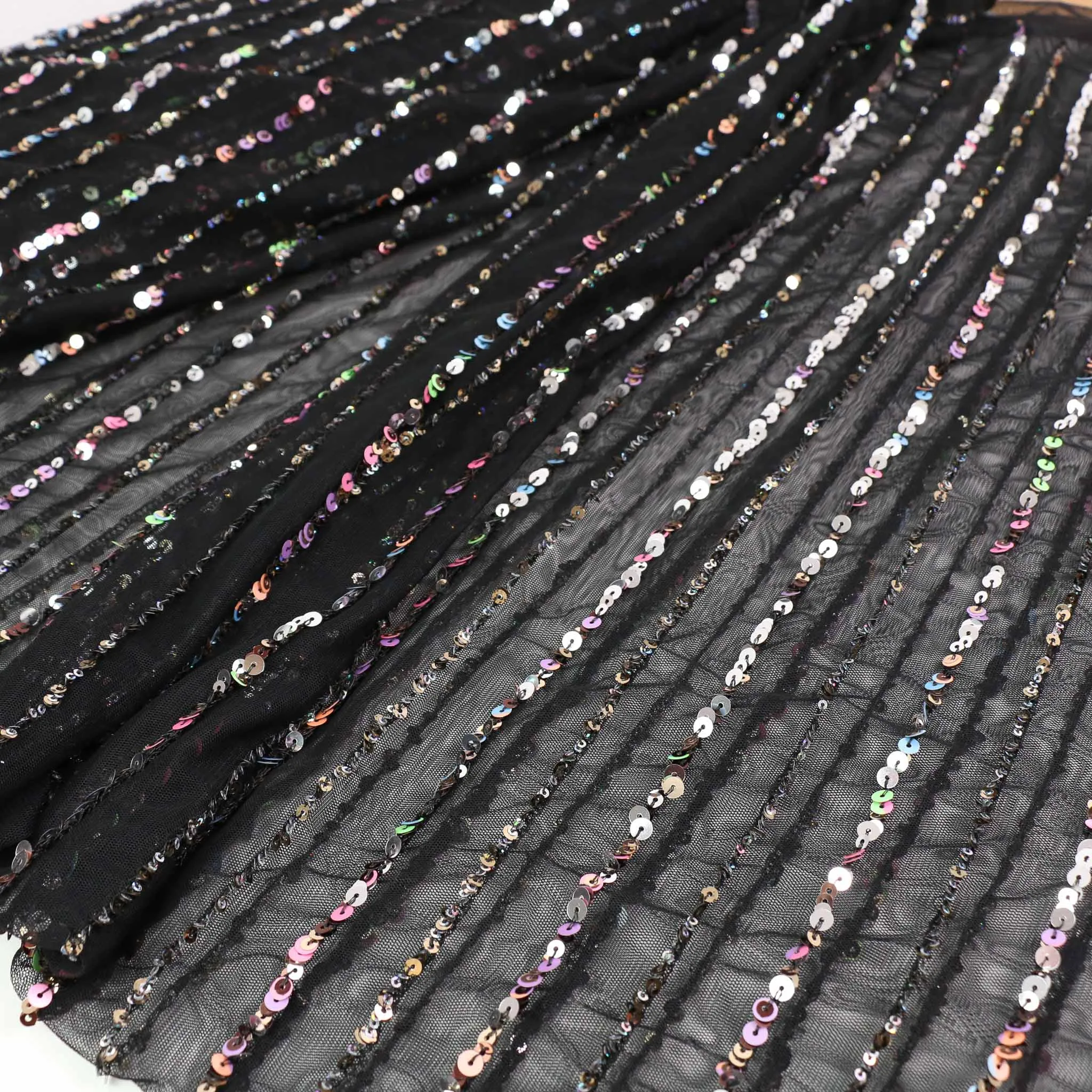 Sequin Fabric - Black, Champagne
