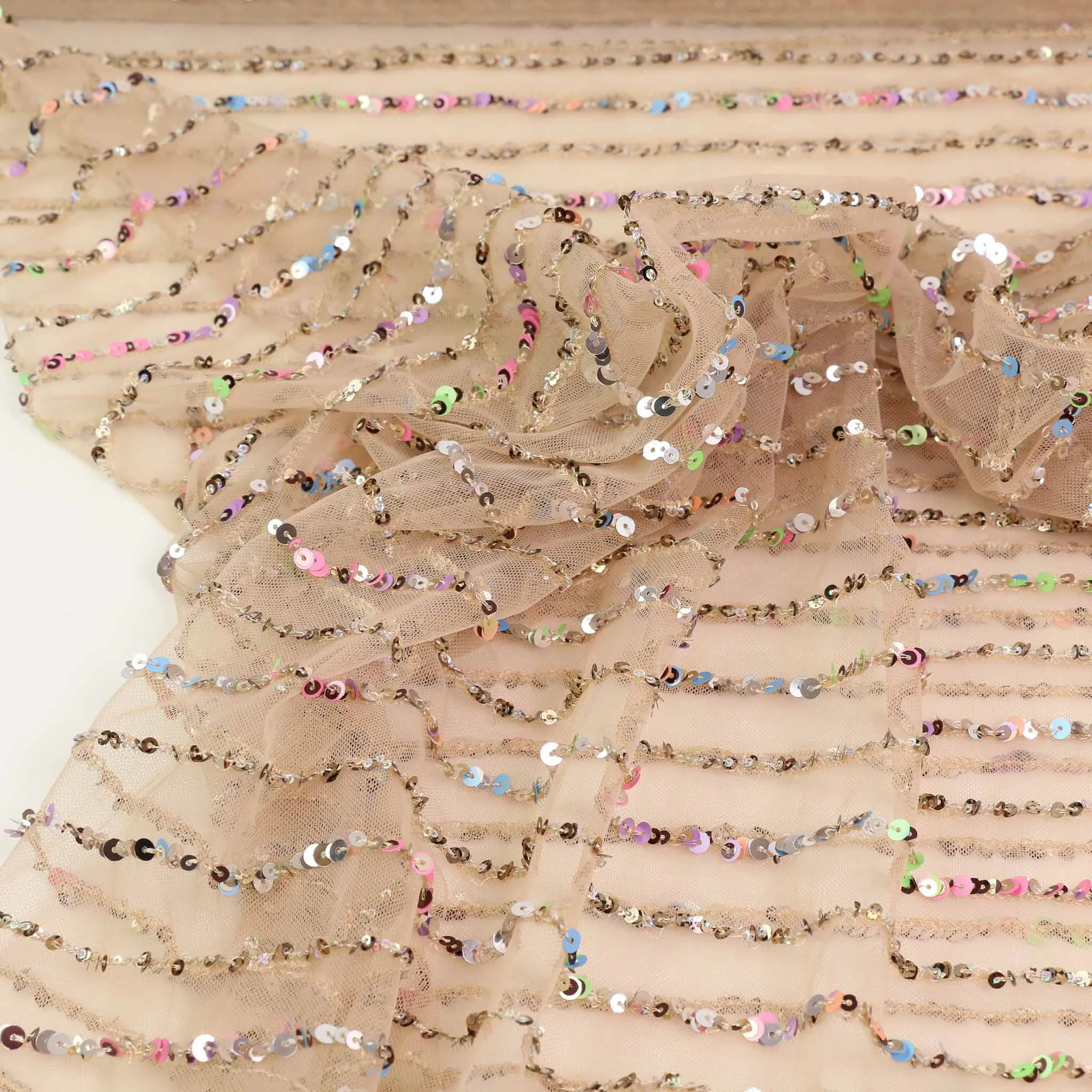 Sequin Fabric - Black, Champagne