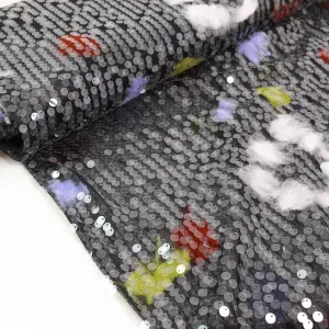 Sequin Fabric - Black, Multicoloured