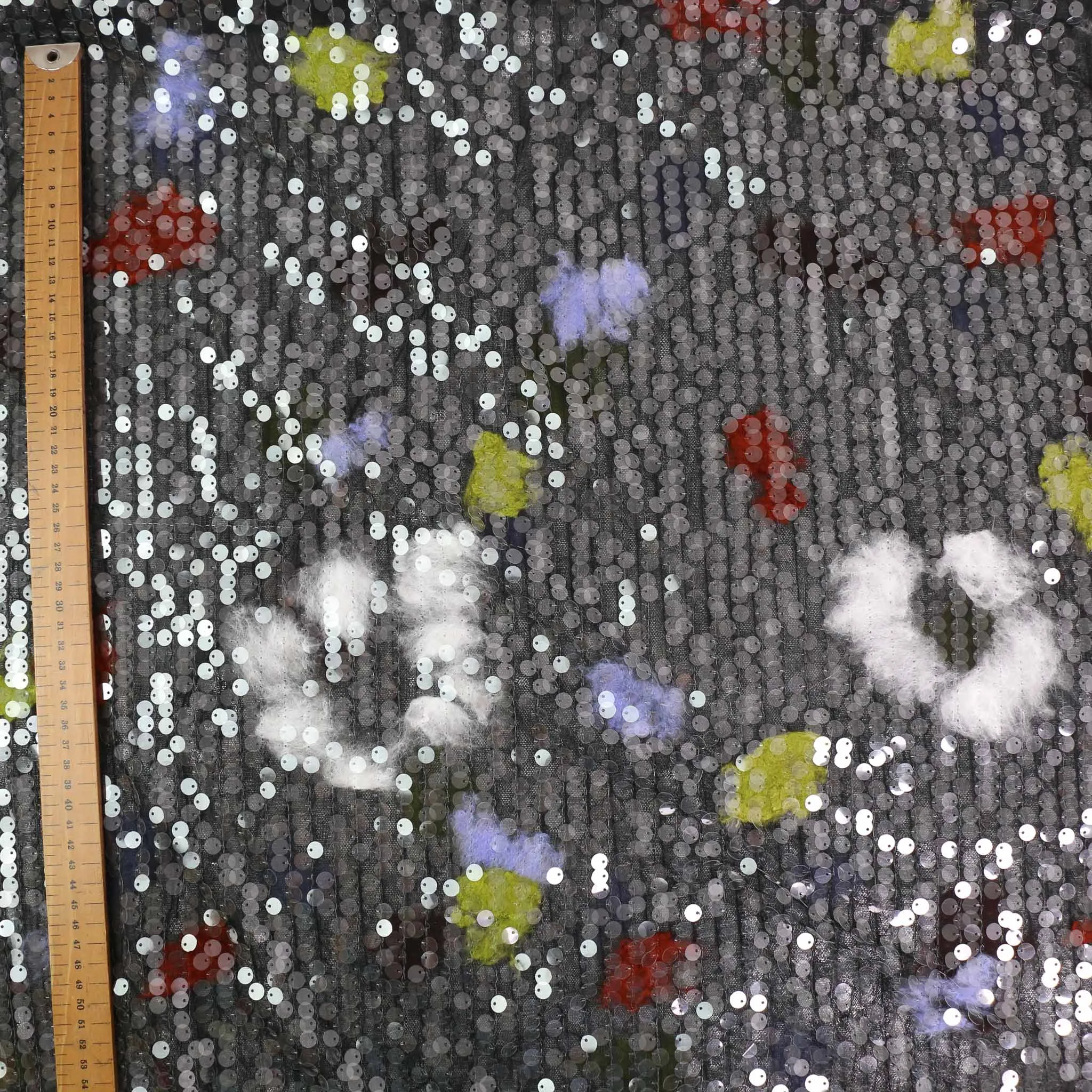 Sequin Fabric - Black, Multicoloured