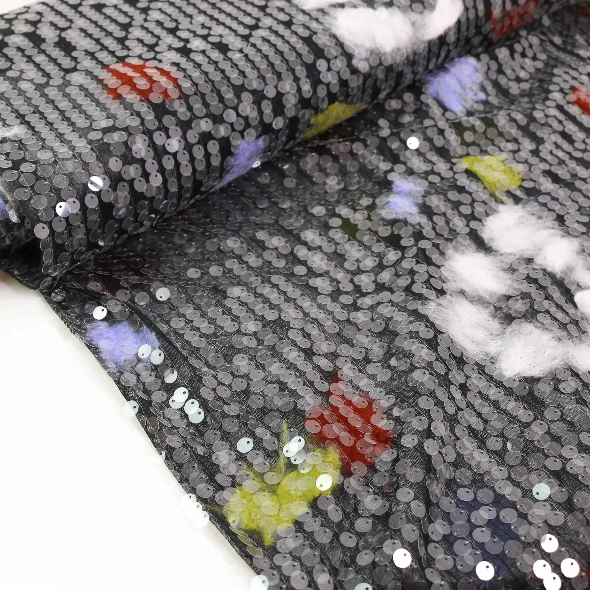 Sequin Fabric - Black, Multicoloured