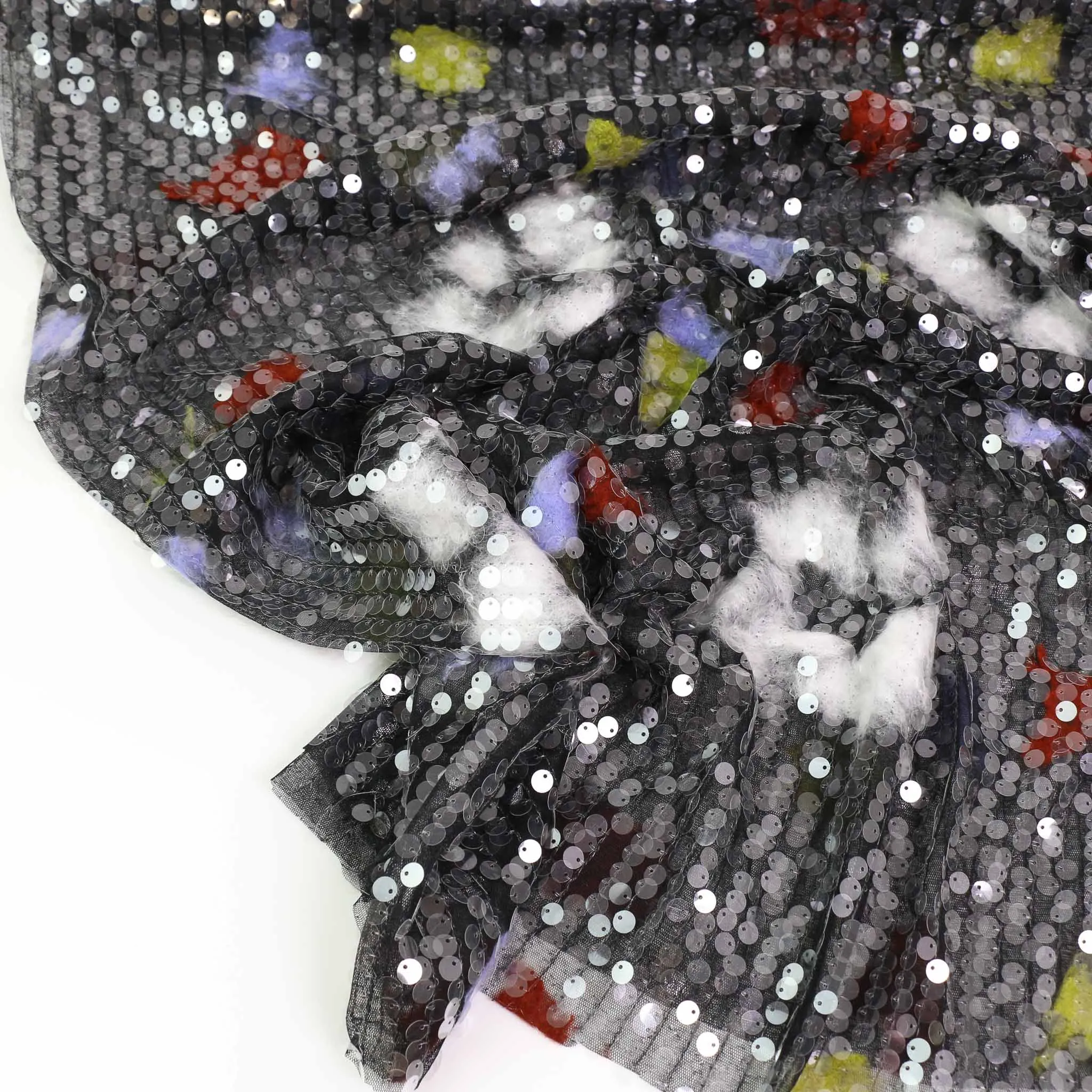 Sequin Fabric - Black, Multicoloured