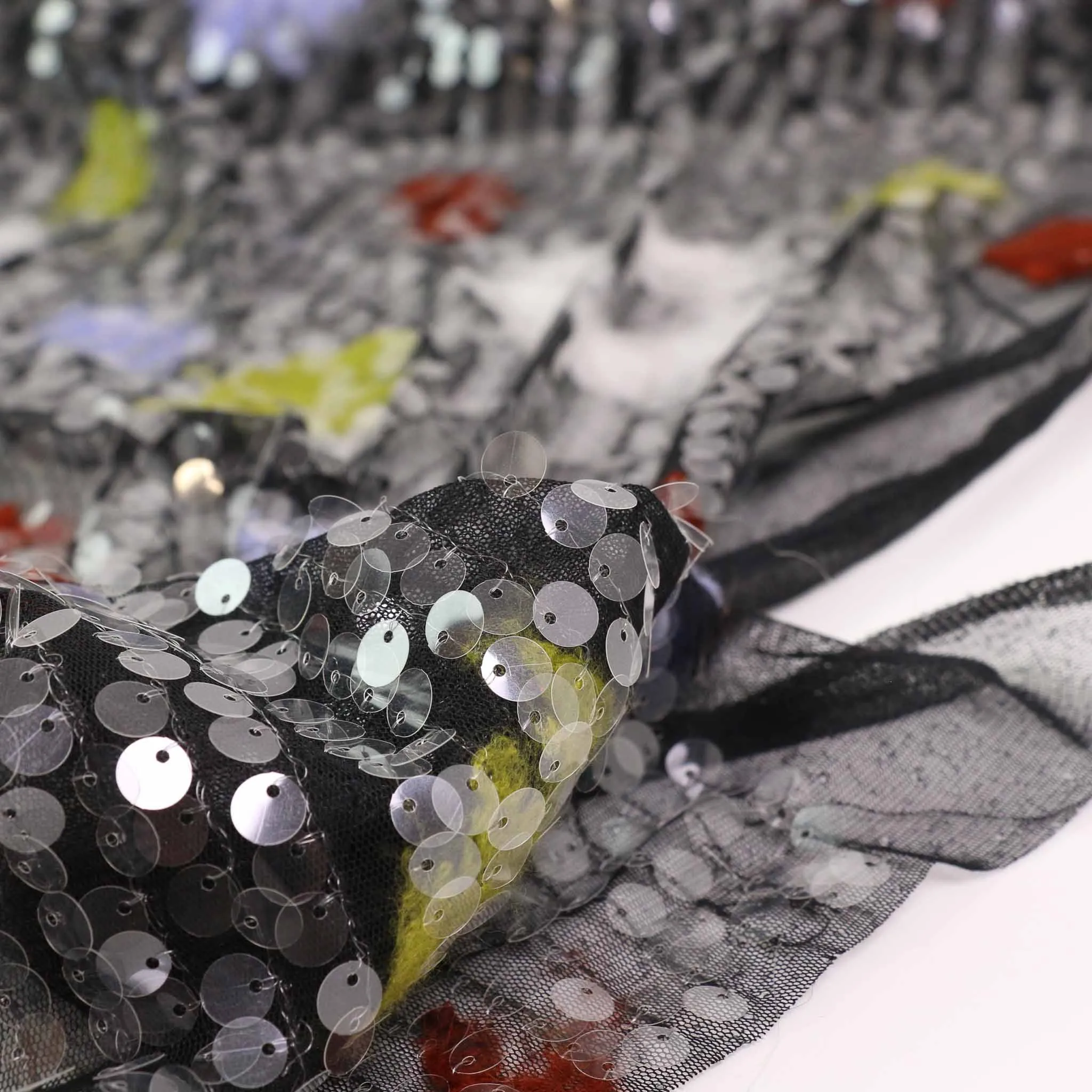 Sequin Fabric - Black, Multicoloured