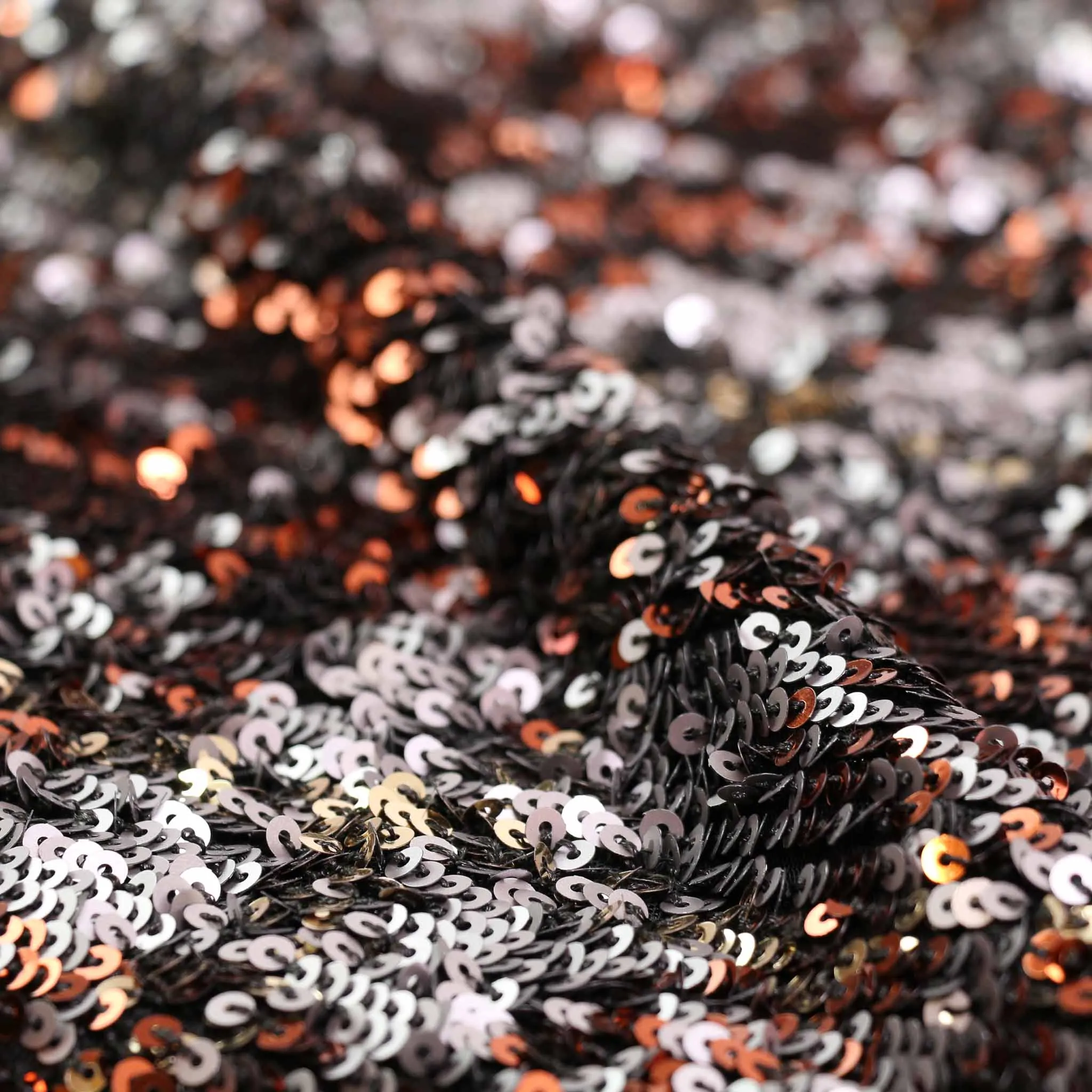 Sequin Fabric - Copper, blue