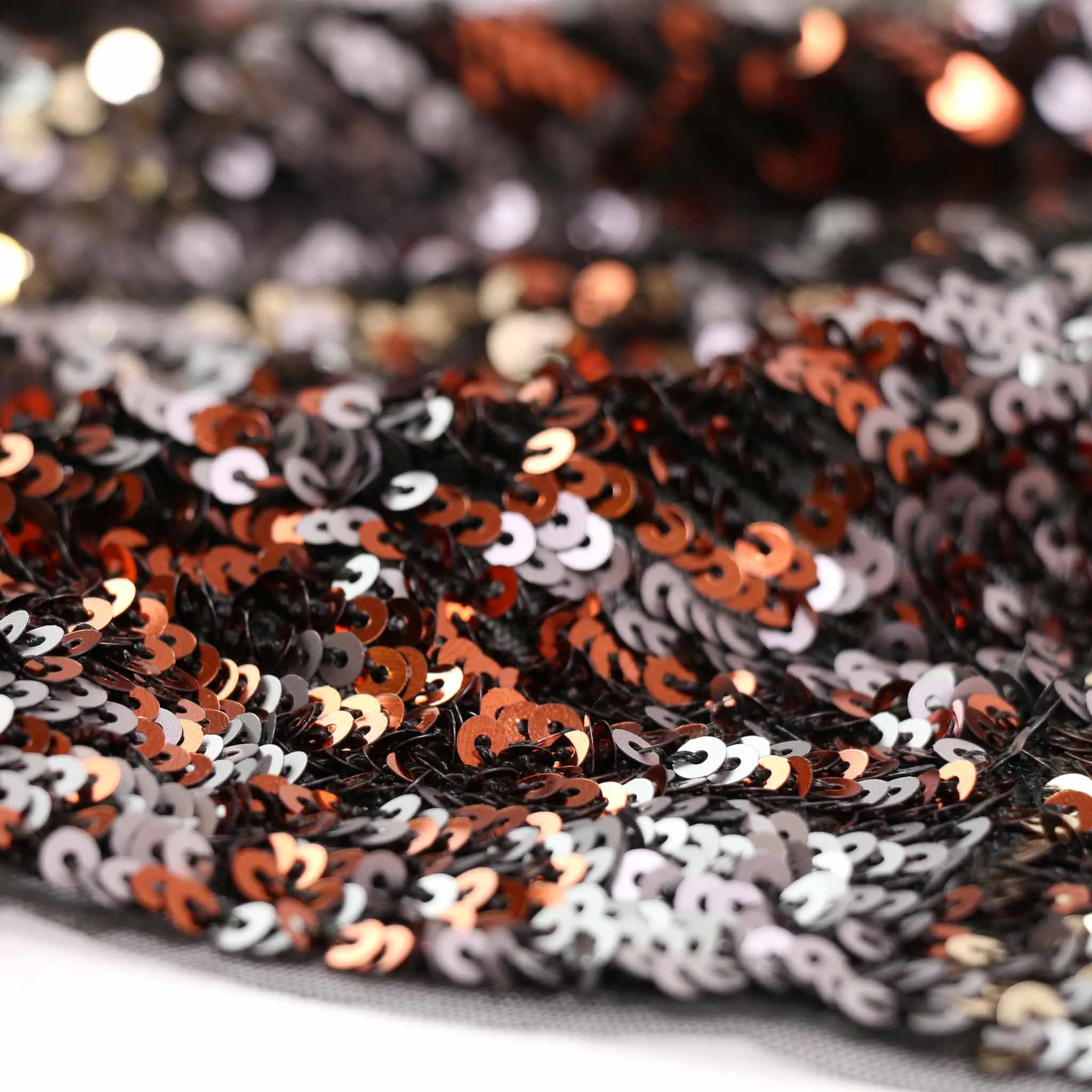 Sequin Fabric - Copper, blue
