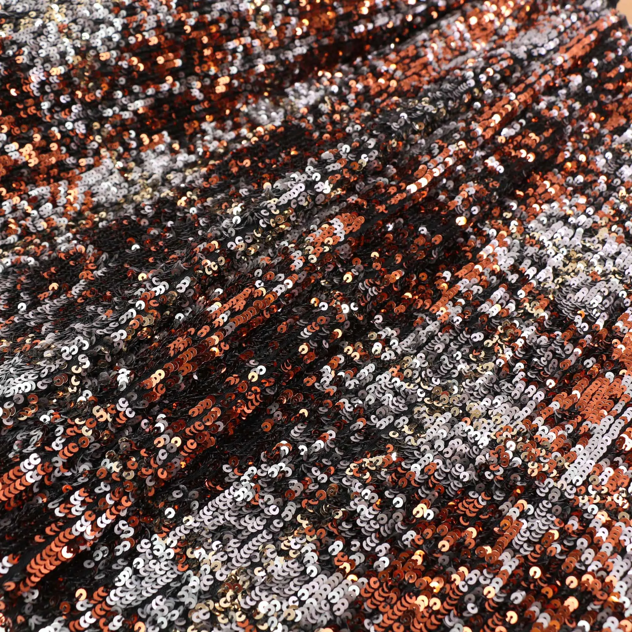 Sequin Fabric - Copper, blue