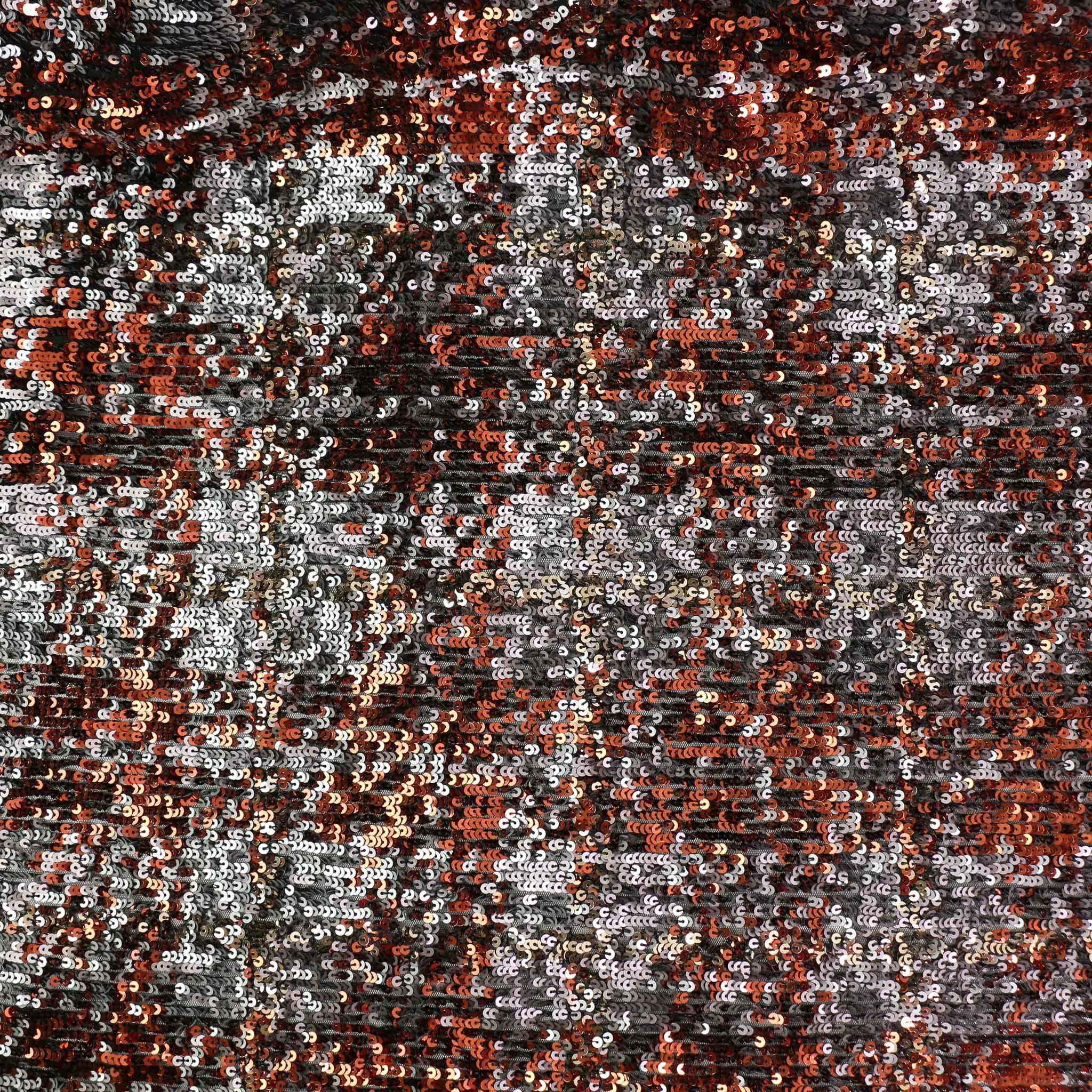 Sequin Fabric - Copper, blue