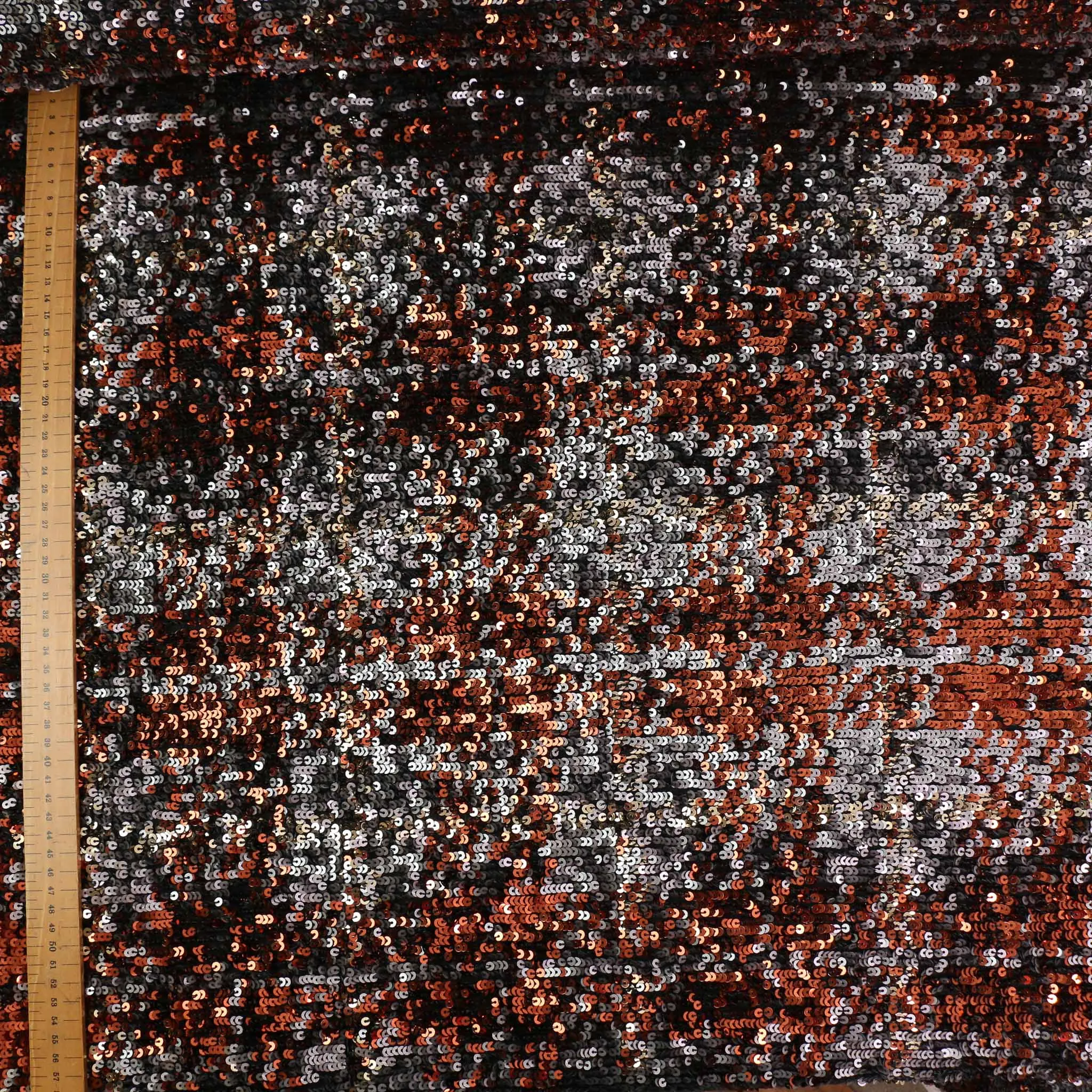 Sequin Fabric - Copper, blue