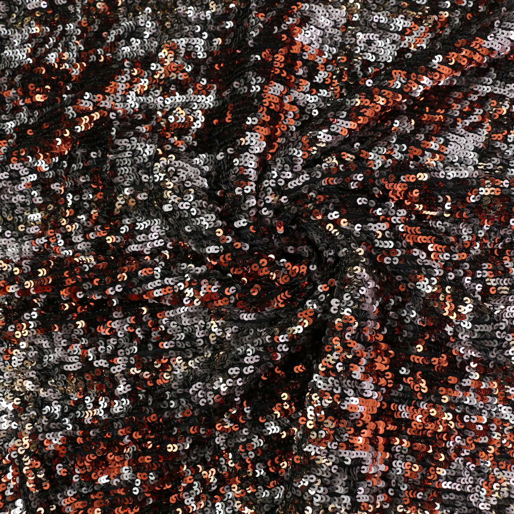 Sequin Fabric - Copper, blue