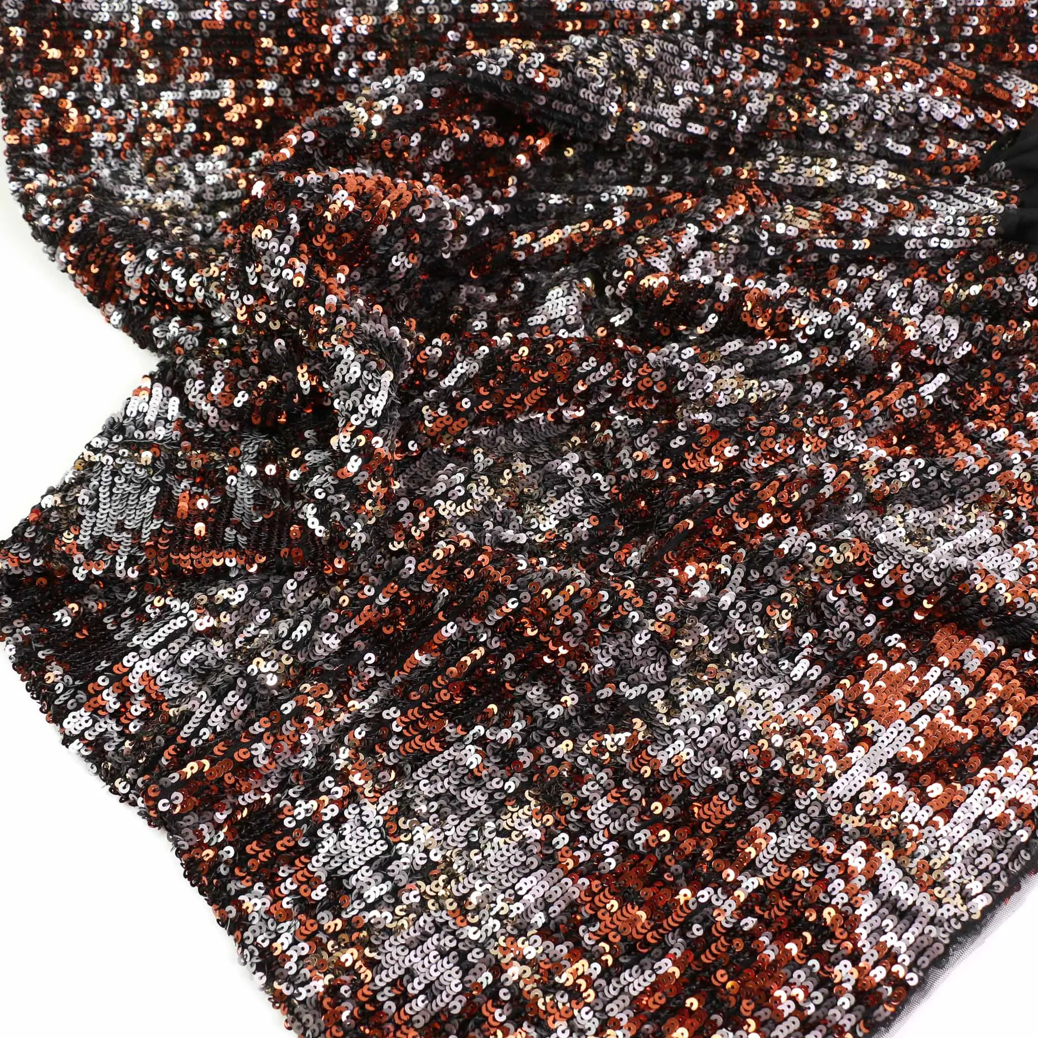 Sequin Fabric - Copper, blue