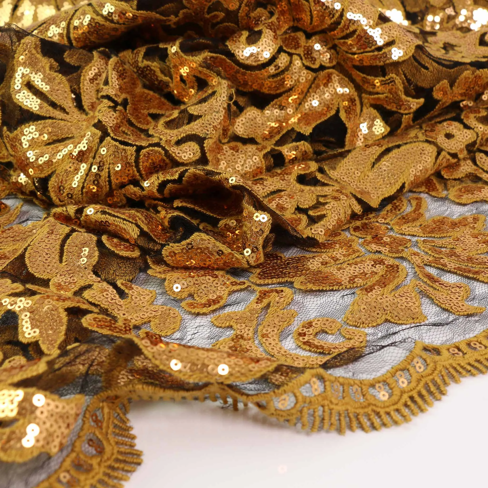 Sequin Fabric - Gold, Black