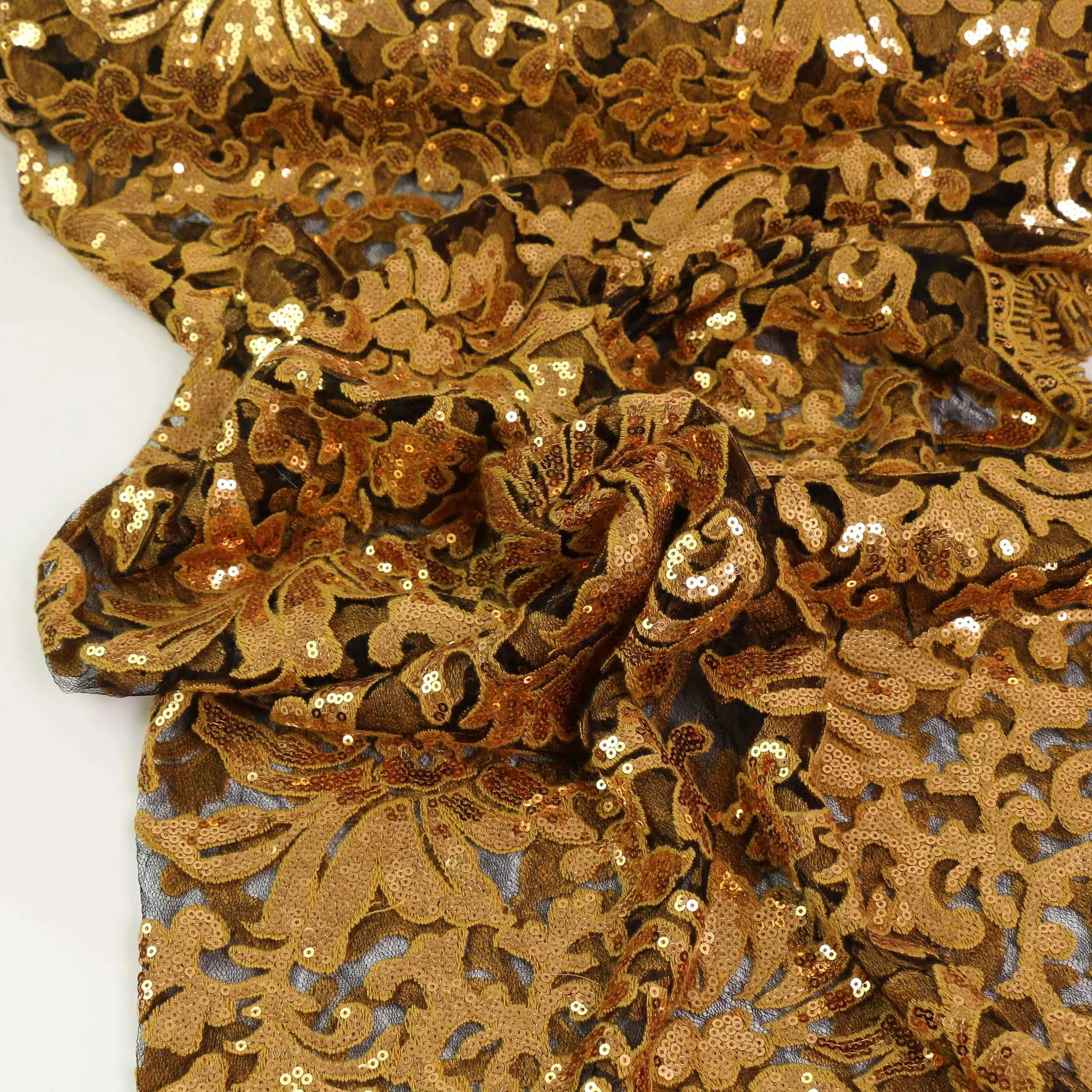 Sequin Fabric - Gold, Black
