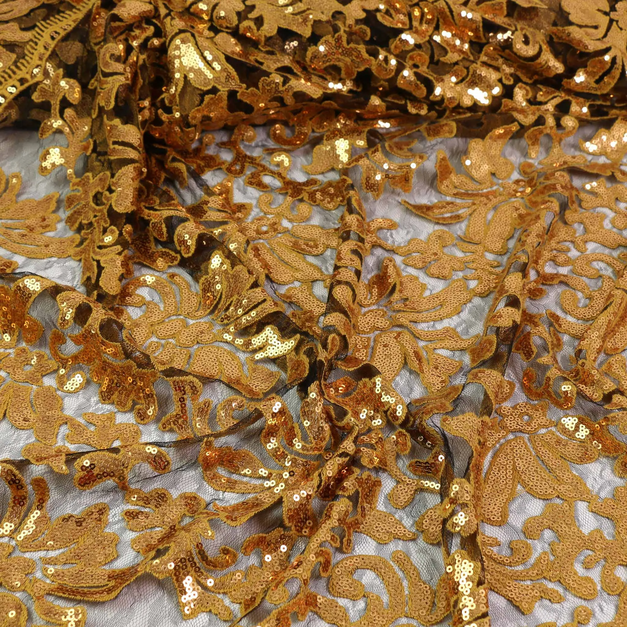 Sequin Fabric - Gold, Black