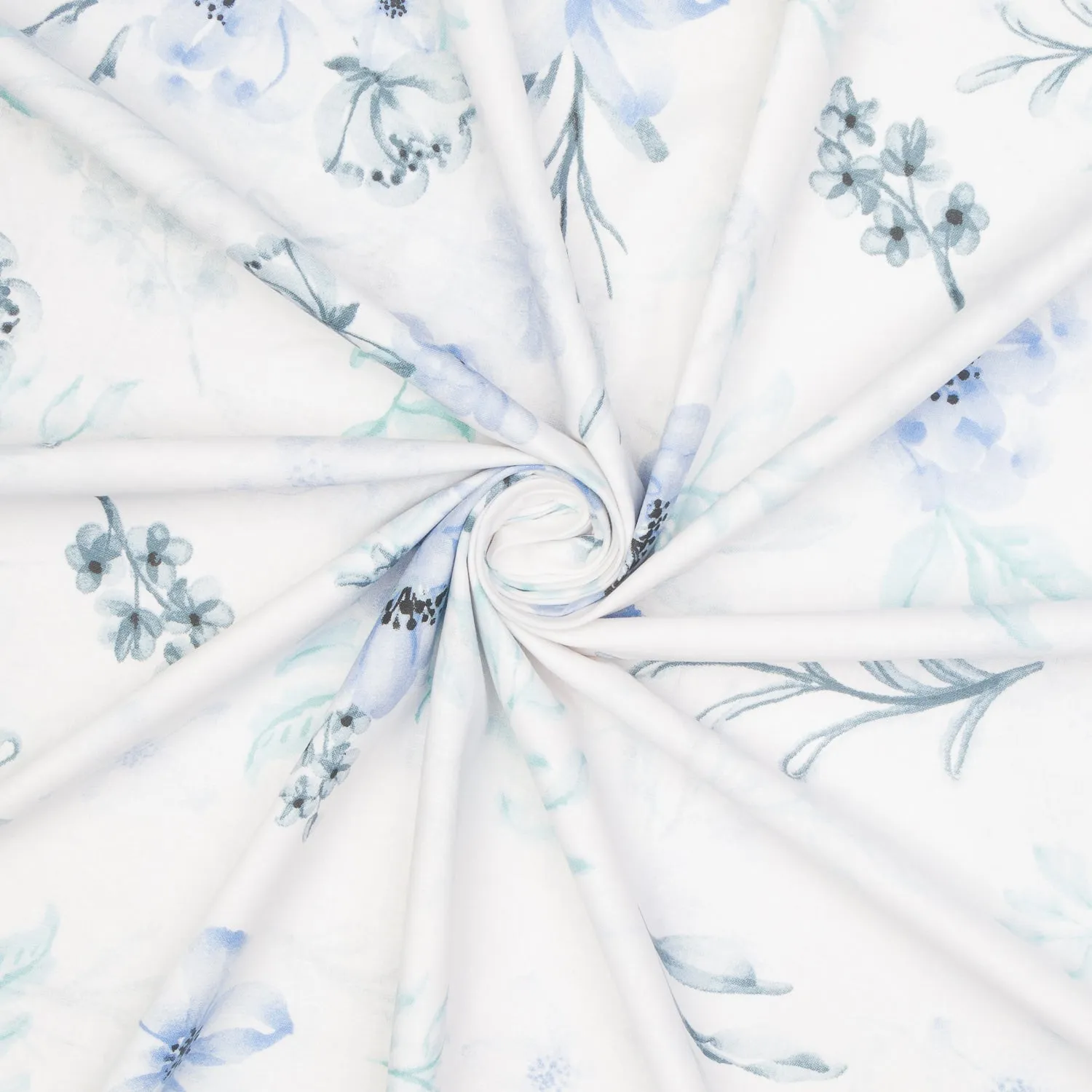 Sheeting Printed Cotton  Bouquet Blue 240cm